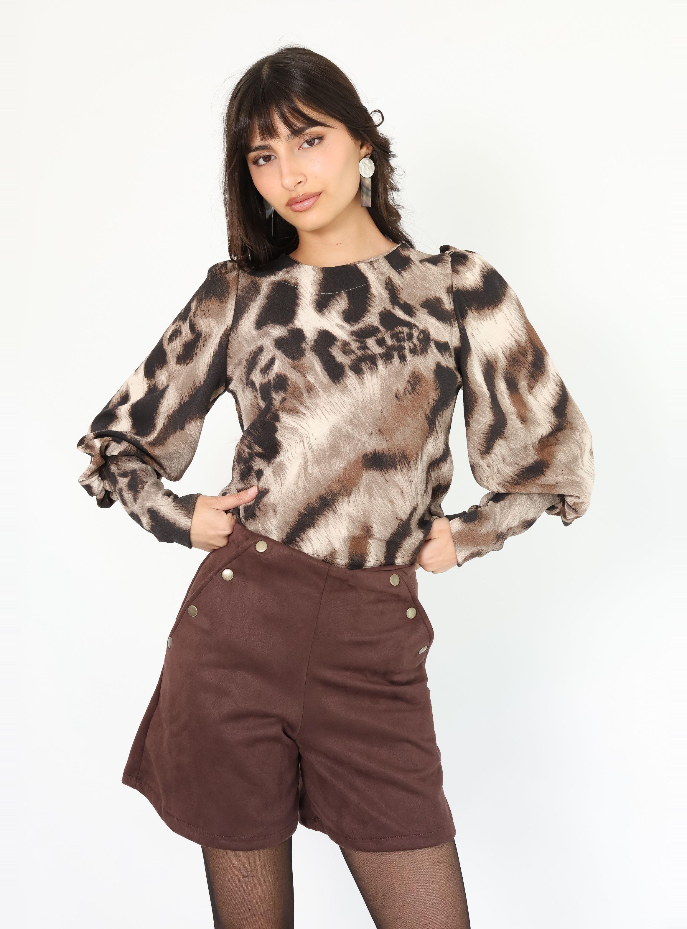 Polera Abril Mangas Largas Café Manchas | Natalia Seguel-0