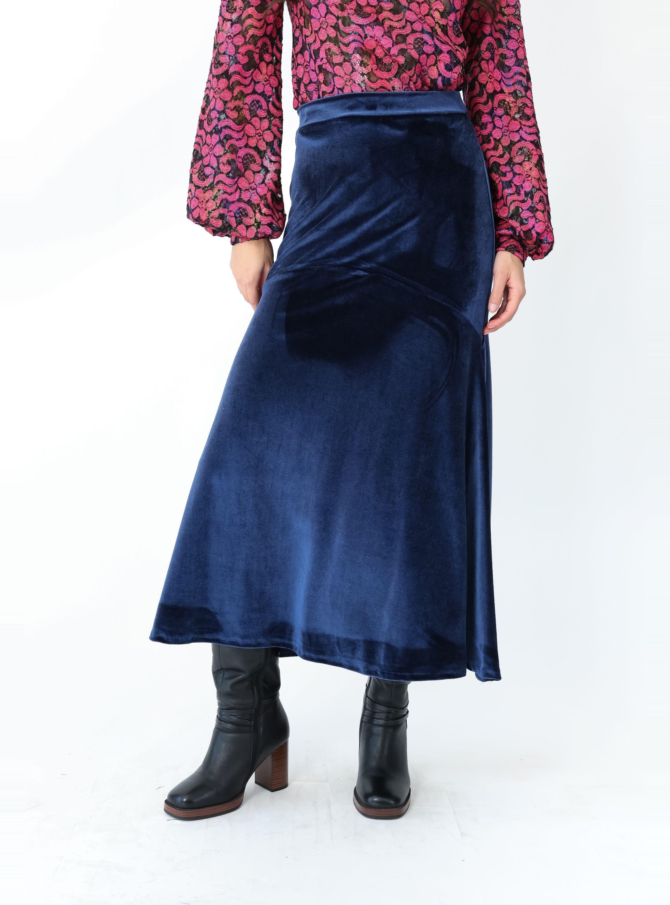 Falda Romi Azul Terciopelo - Diseño de Autor | Natalia Seguel-3