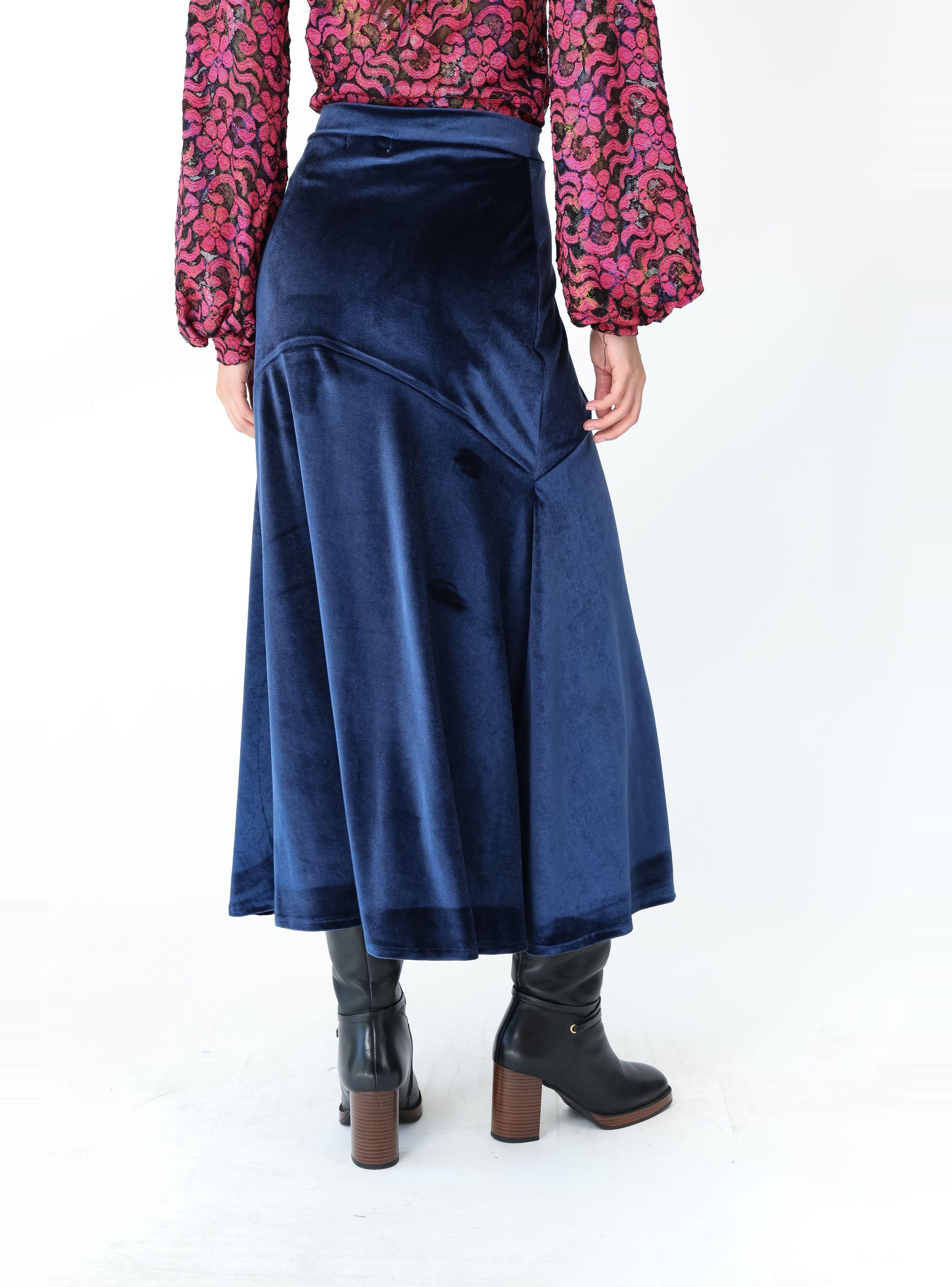 Falda Romi Azul Terciopelo - Diseño de Autor | Natalia Seguel-4