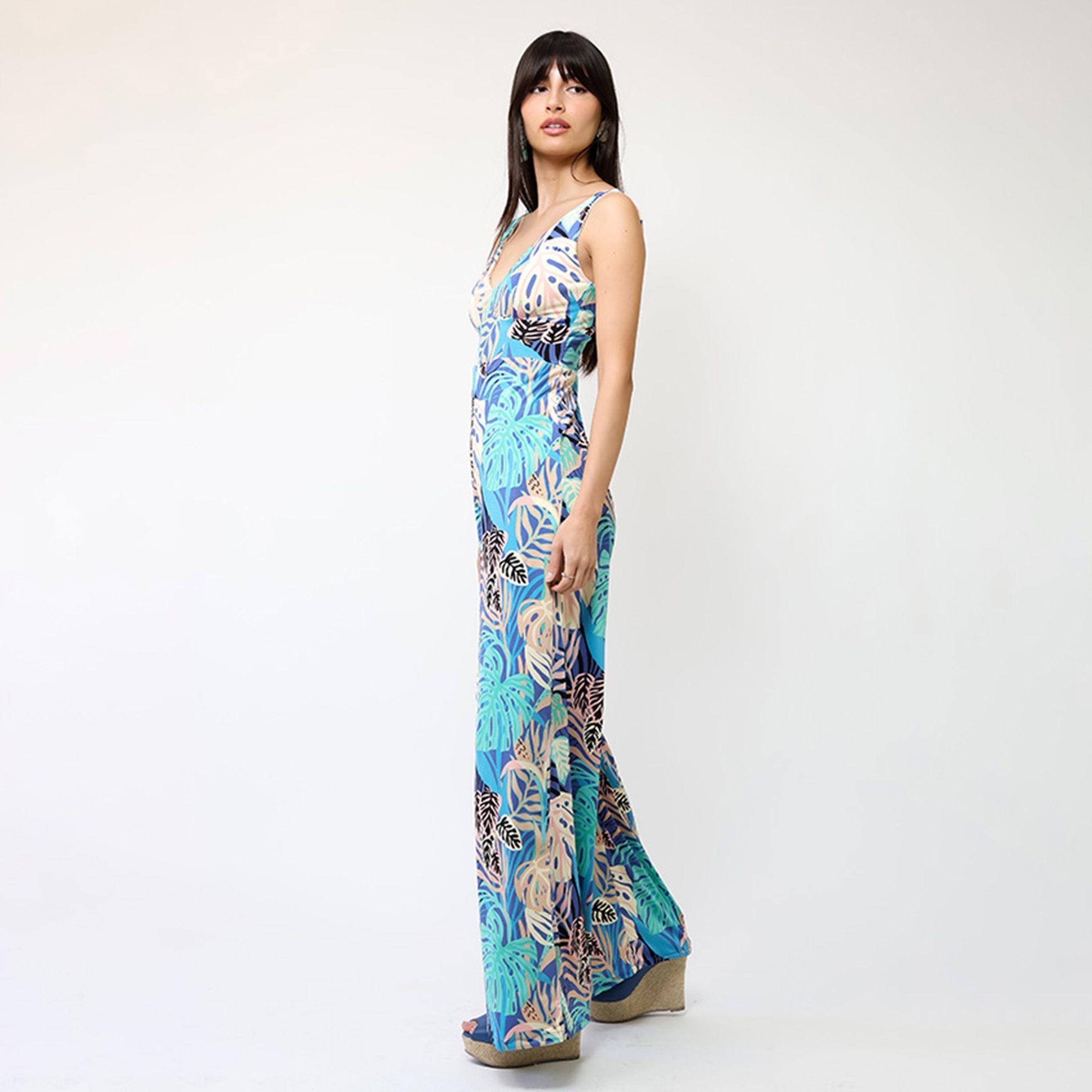 Enterito Vera Celeste Hojas Beige | Natalia Seguel-2