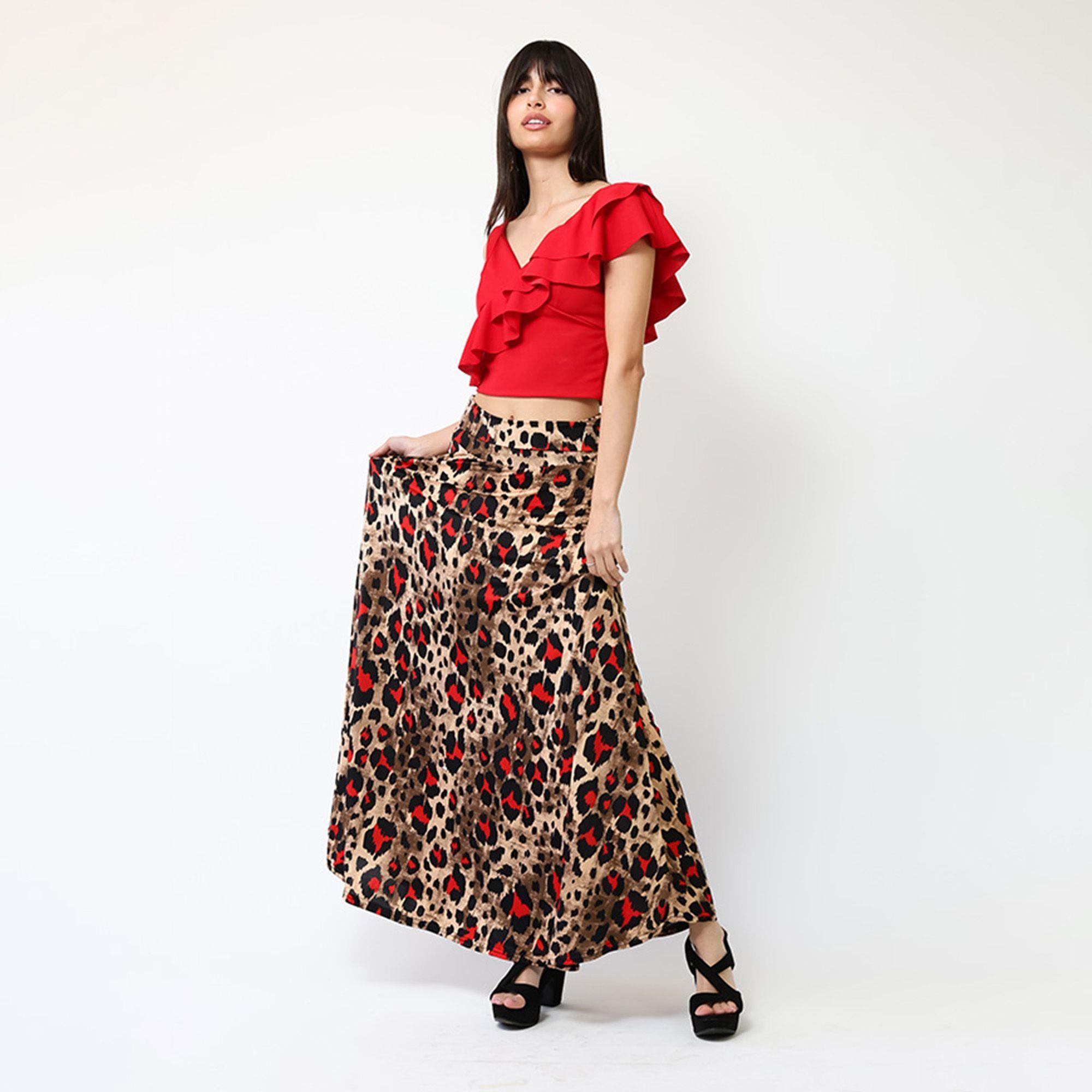 Falda Martina Animalprint Rojo - Diseño Chileno | Natalia Seguel-2