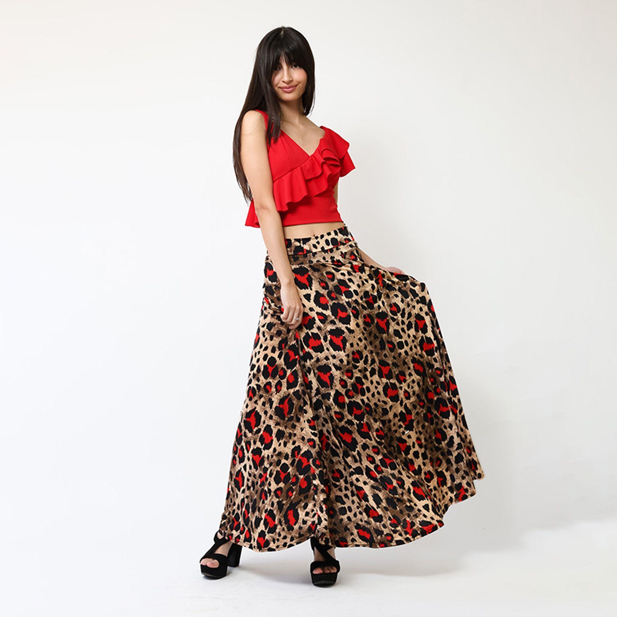 Falda Martina Animalprint Rojo - Diseño Chileno | Natalia Seguel-3