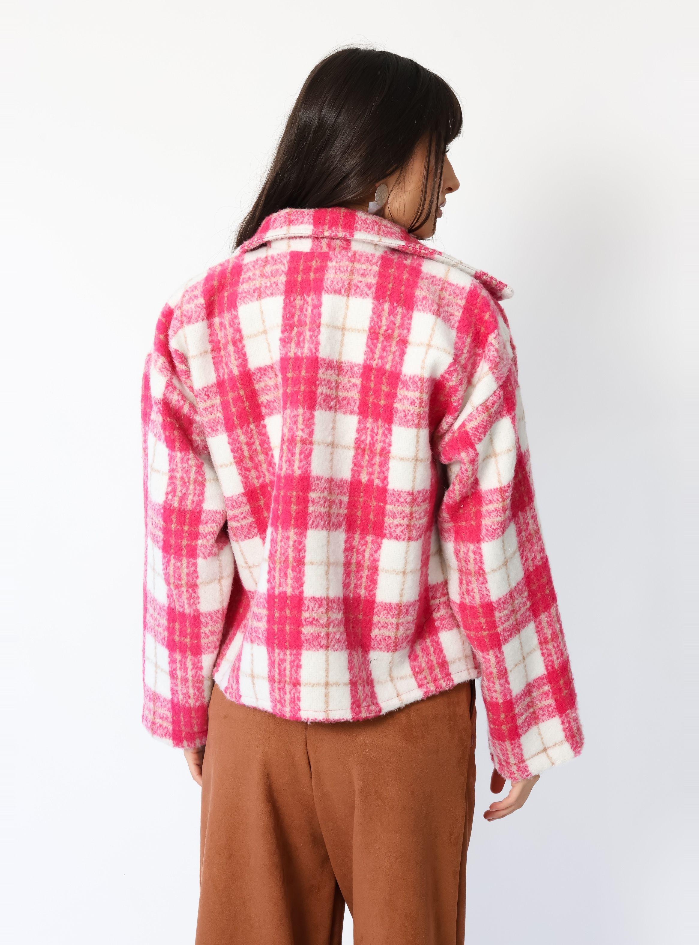 Chaqueta Leticia Cuadros Blanco Rosa - Diseño de Autor | Natalia Seguel-2