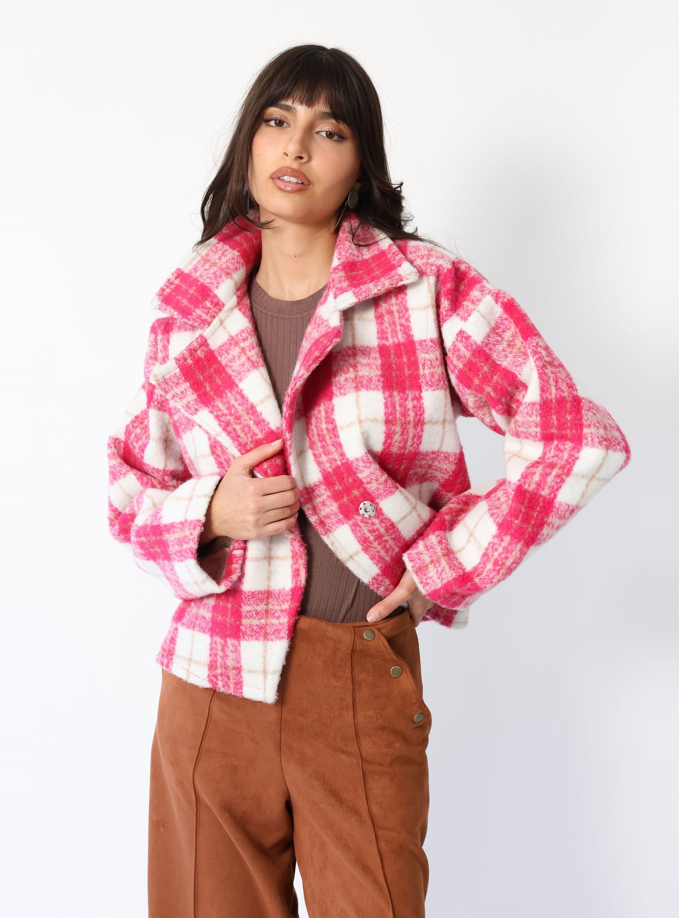 Chaqueta Leticia Cuadros Blanco Rosa - Diseño de Autor | Natalia Seguel-3