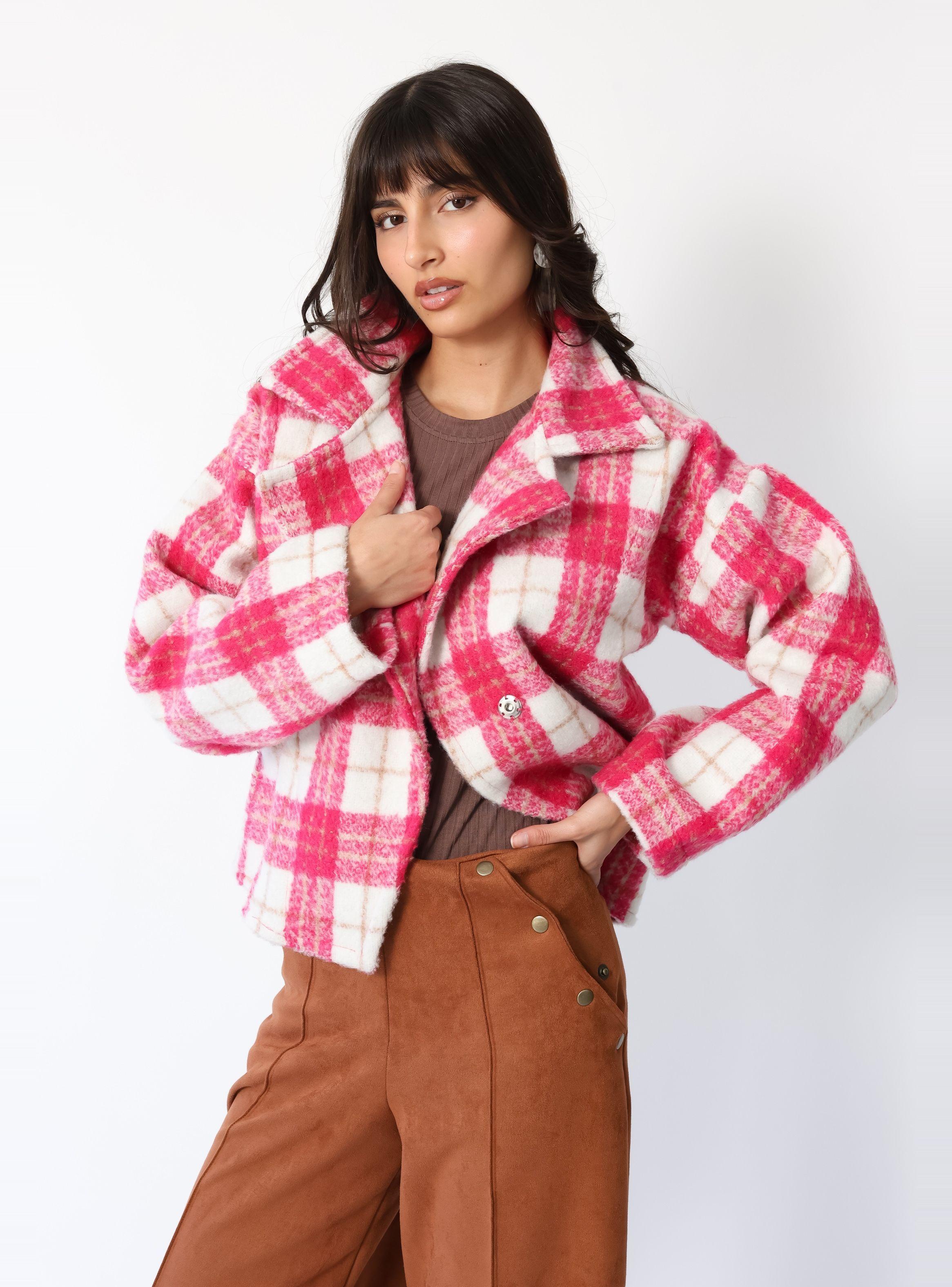 Chaqueta Leticia Cuadros Blanco Rosa - Diseño de Autor | Natalia Seguel-4