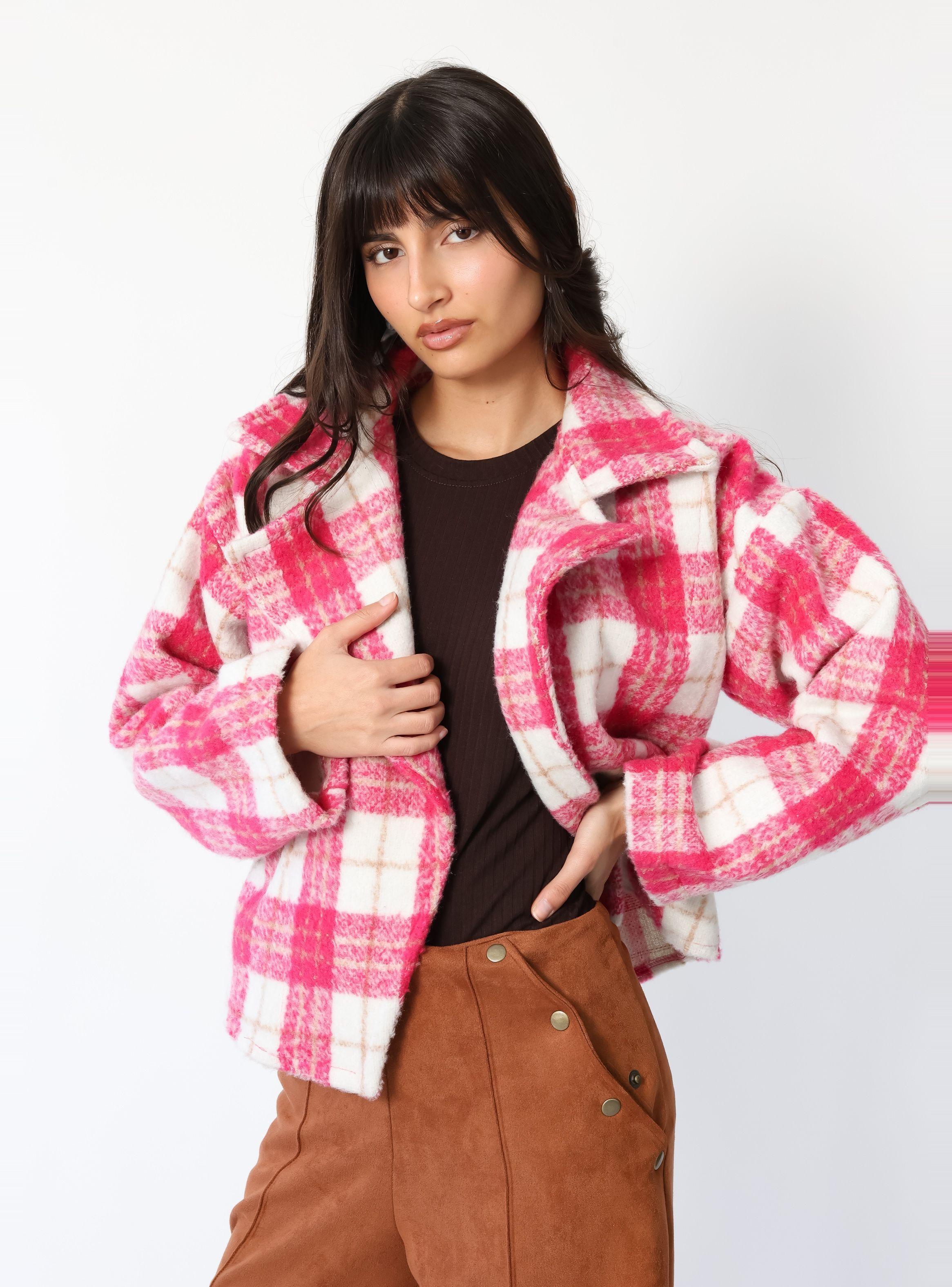 Chaqueta Leticia Cuadros Blanco Rosa - Diseño de Autor | Natalia Seguel-5