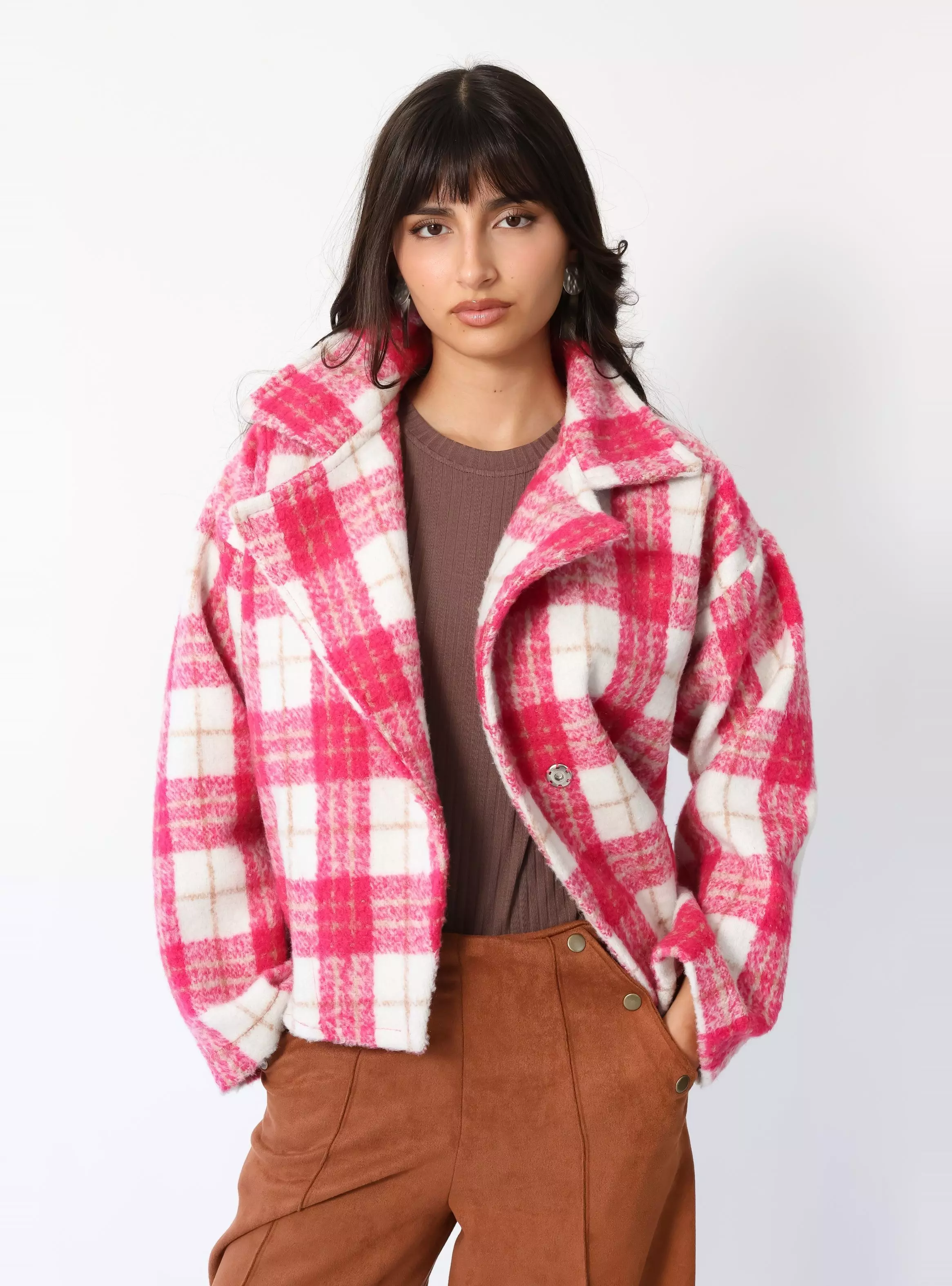 Chaqueta Leticia Cuadros Blanco Rosa - Diseño de Autor | Natalia Seguel-6