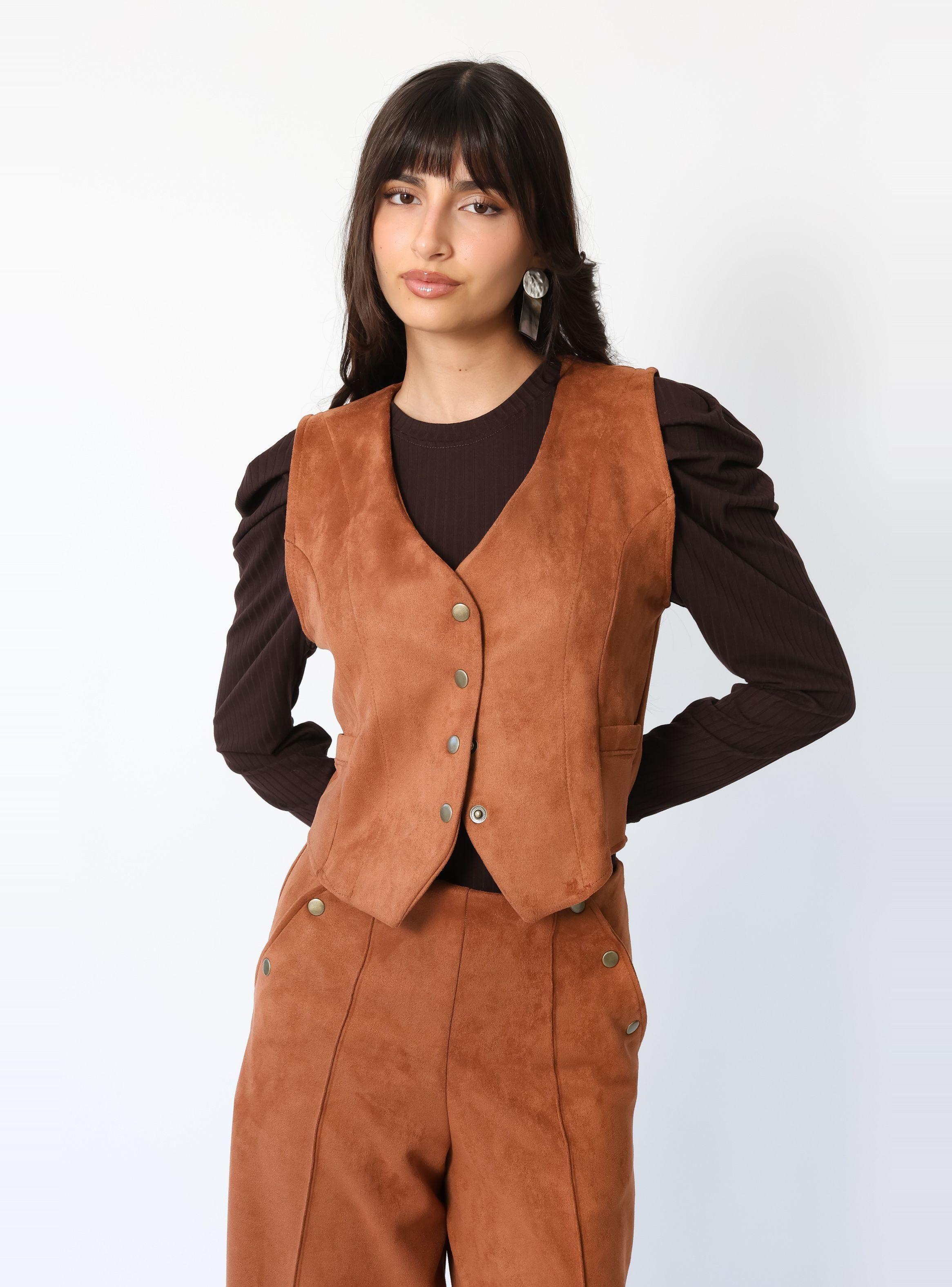 Chaqueta Gillette Gamuza Camel - Diseño de Autor | Natalia Seguel-3