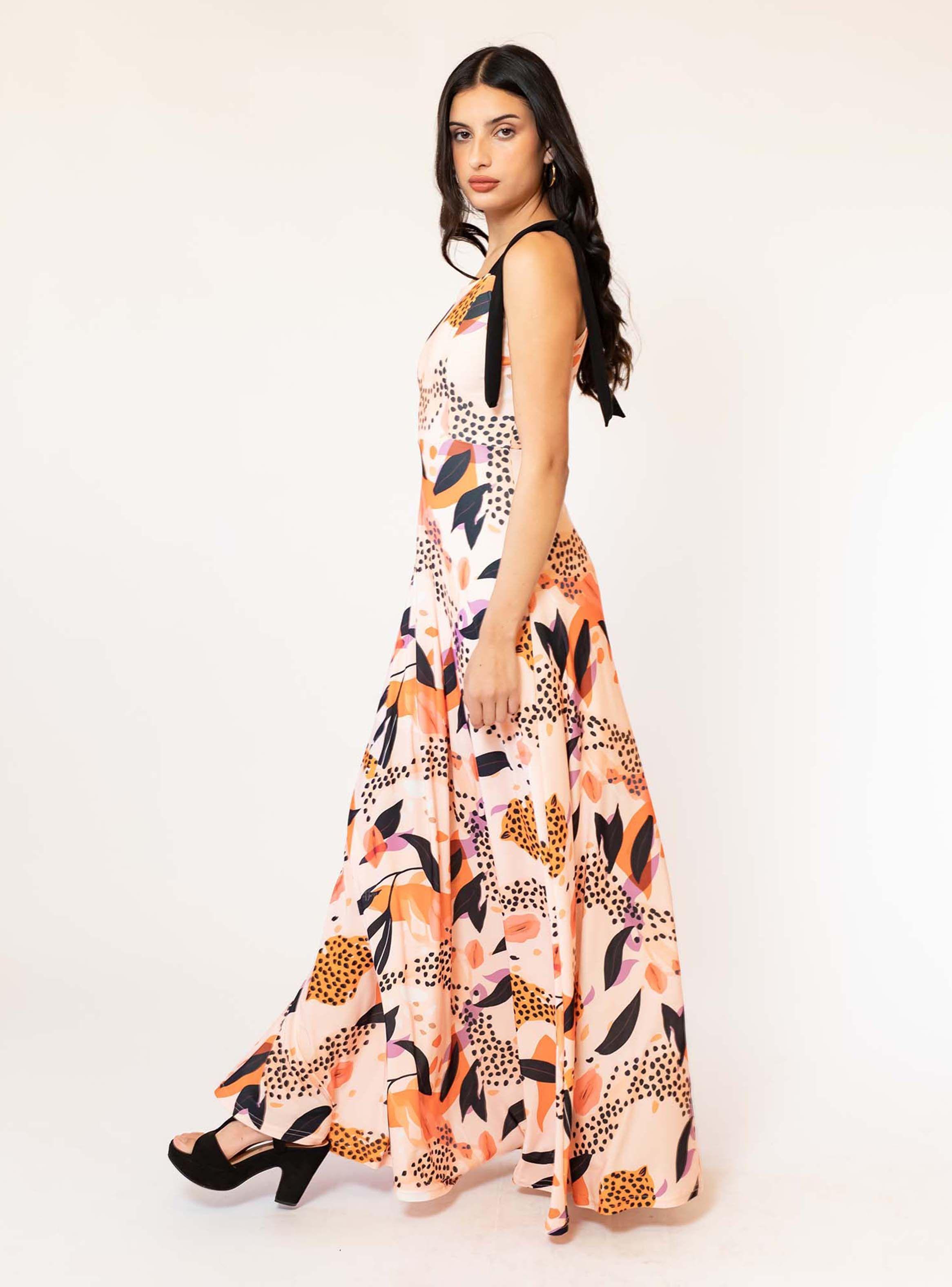 Vestido Meche Damasco Hojas Natalia Seguel-2
