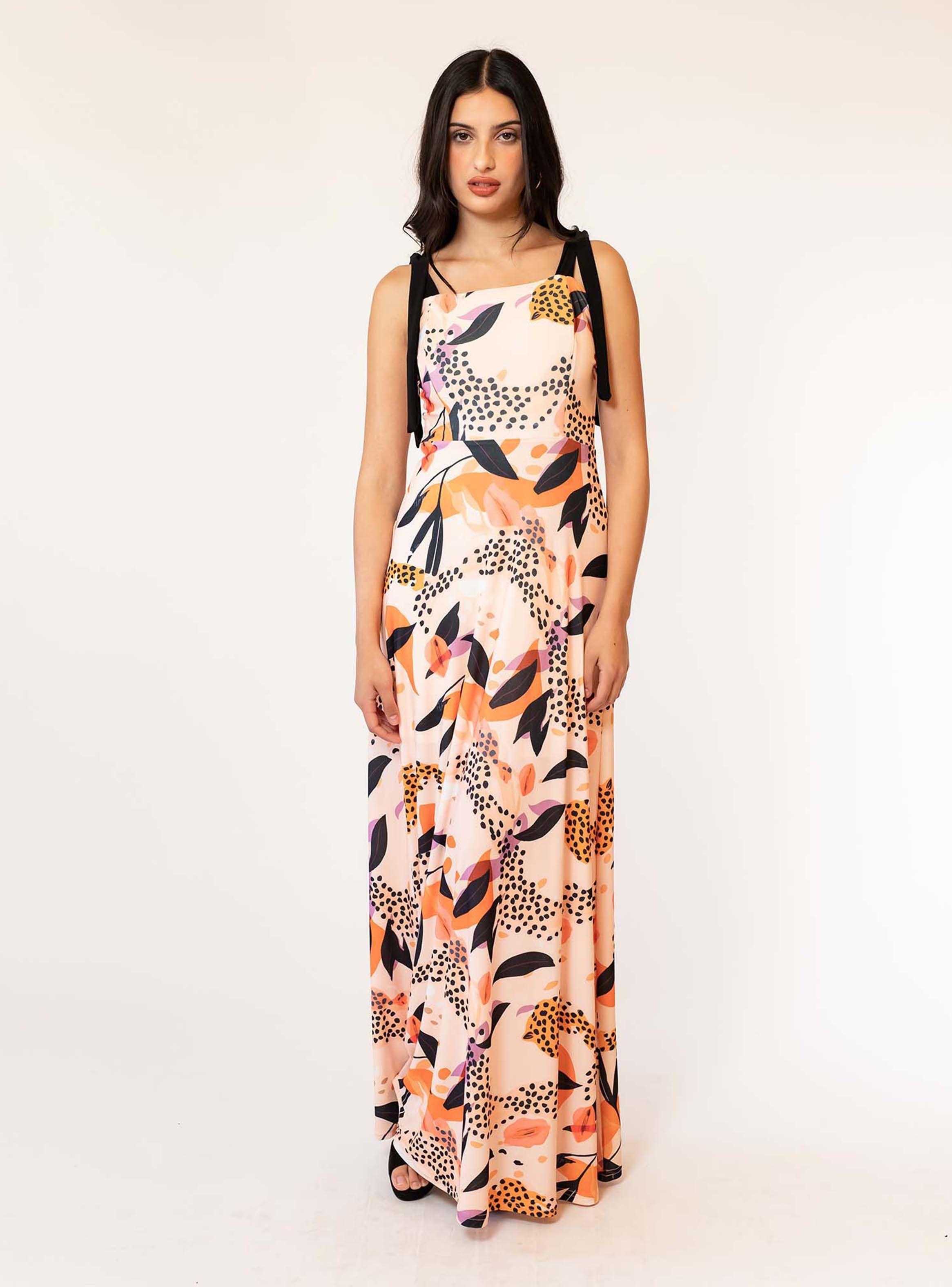 Vestido Meche Damasco Hojas Natalia Seguel-4