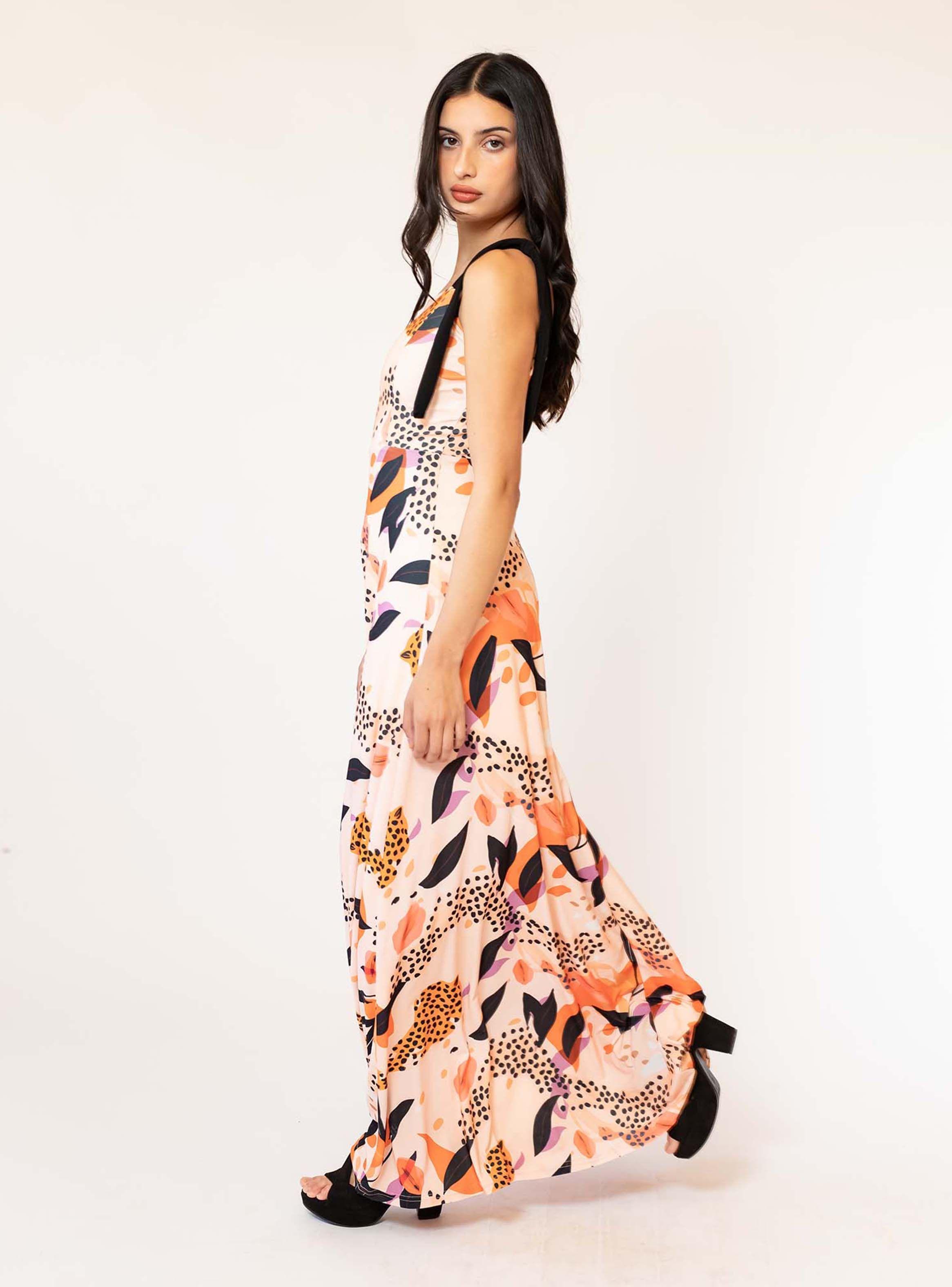 Vestido Meche Damasco Hojas Natalia Seguel-5