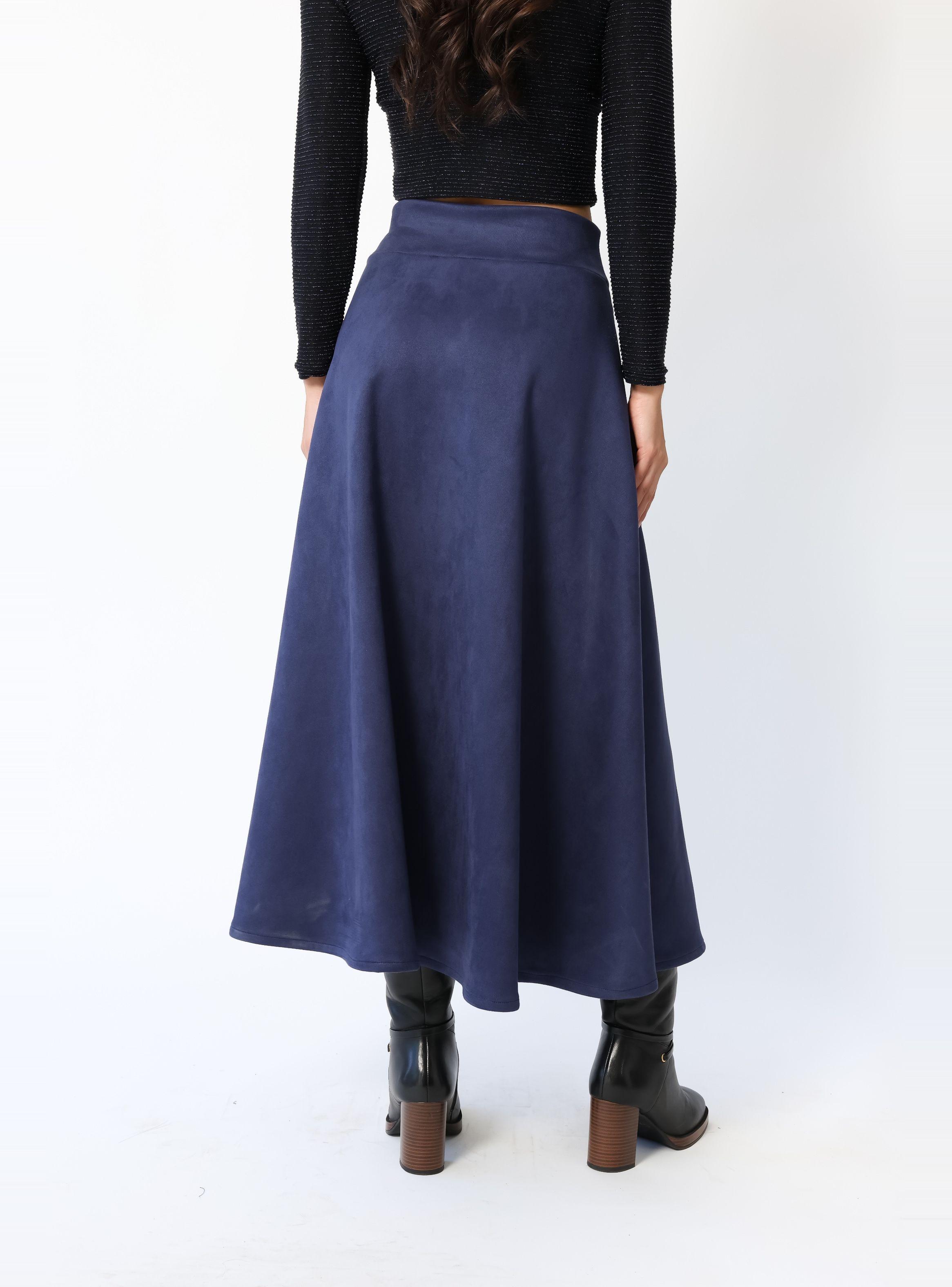 Falda Roma Gamuza Azul Francia -5