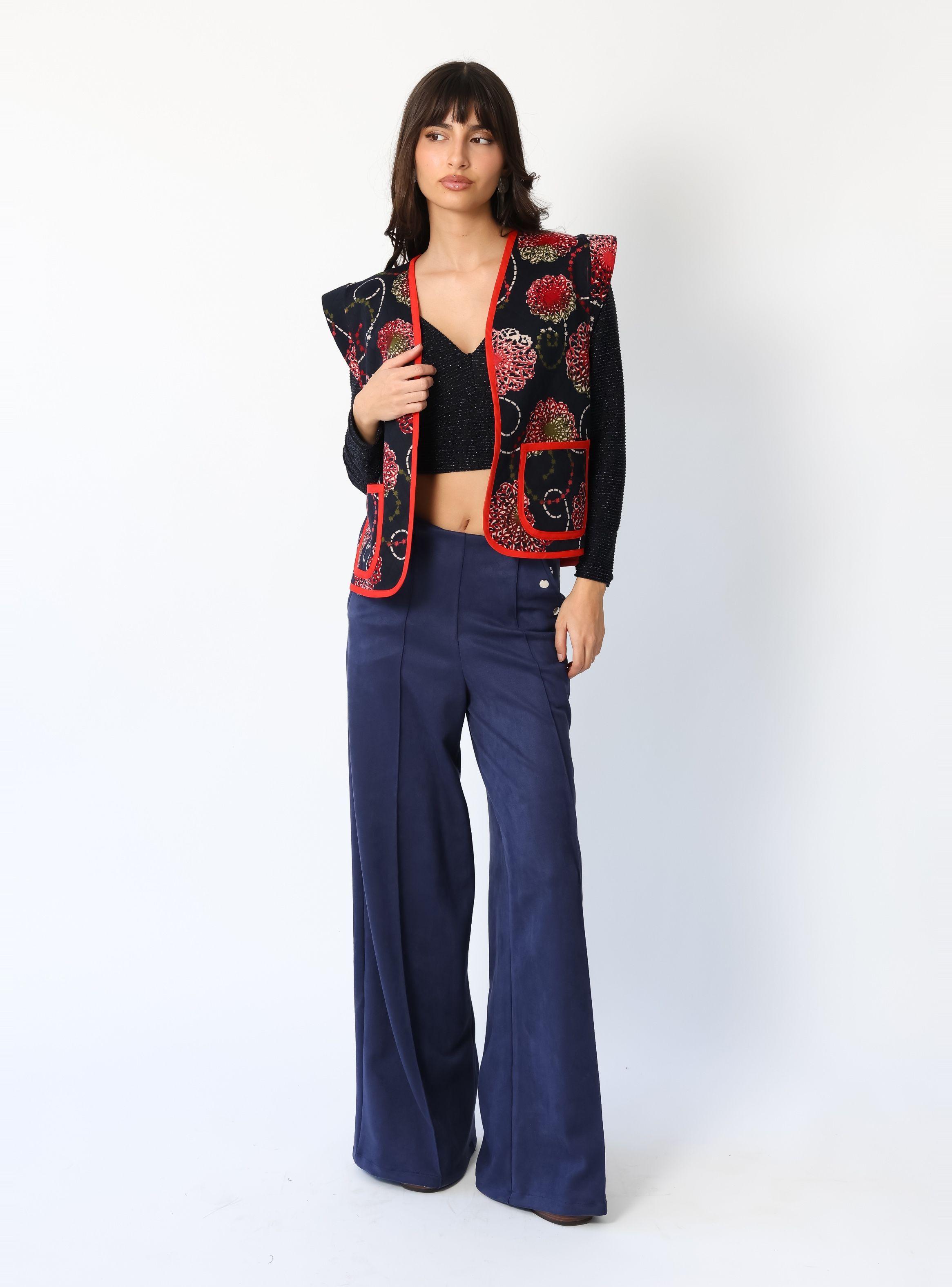 Chaquetilla Ana Azul Mandalas Rojo -1