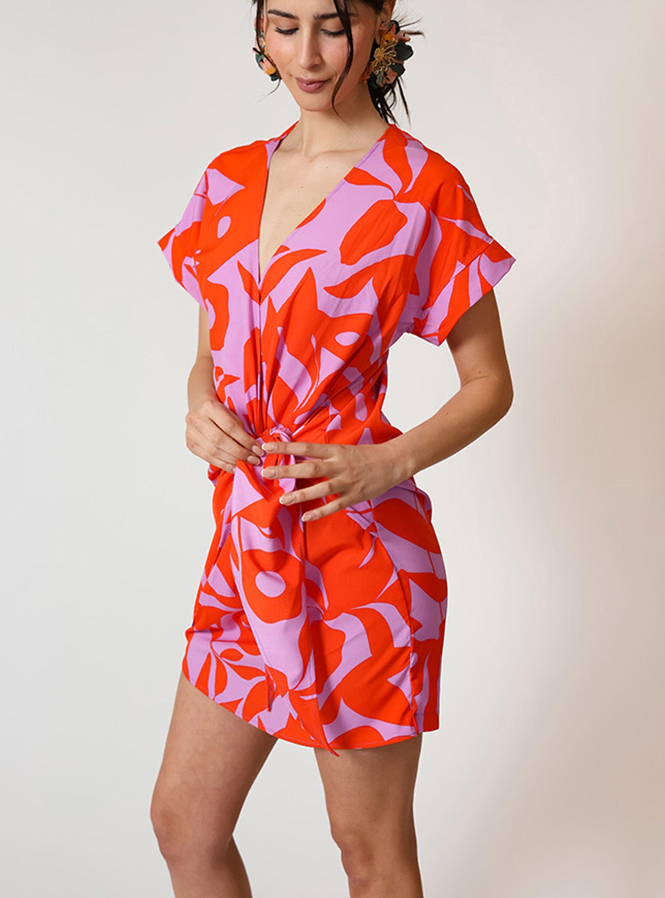 Vestido Josefina Hojas Naranjas Natalia Seguel-3