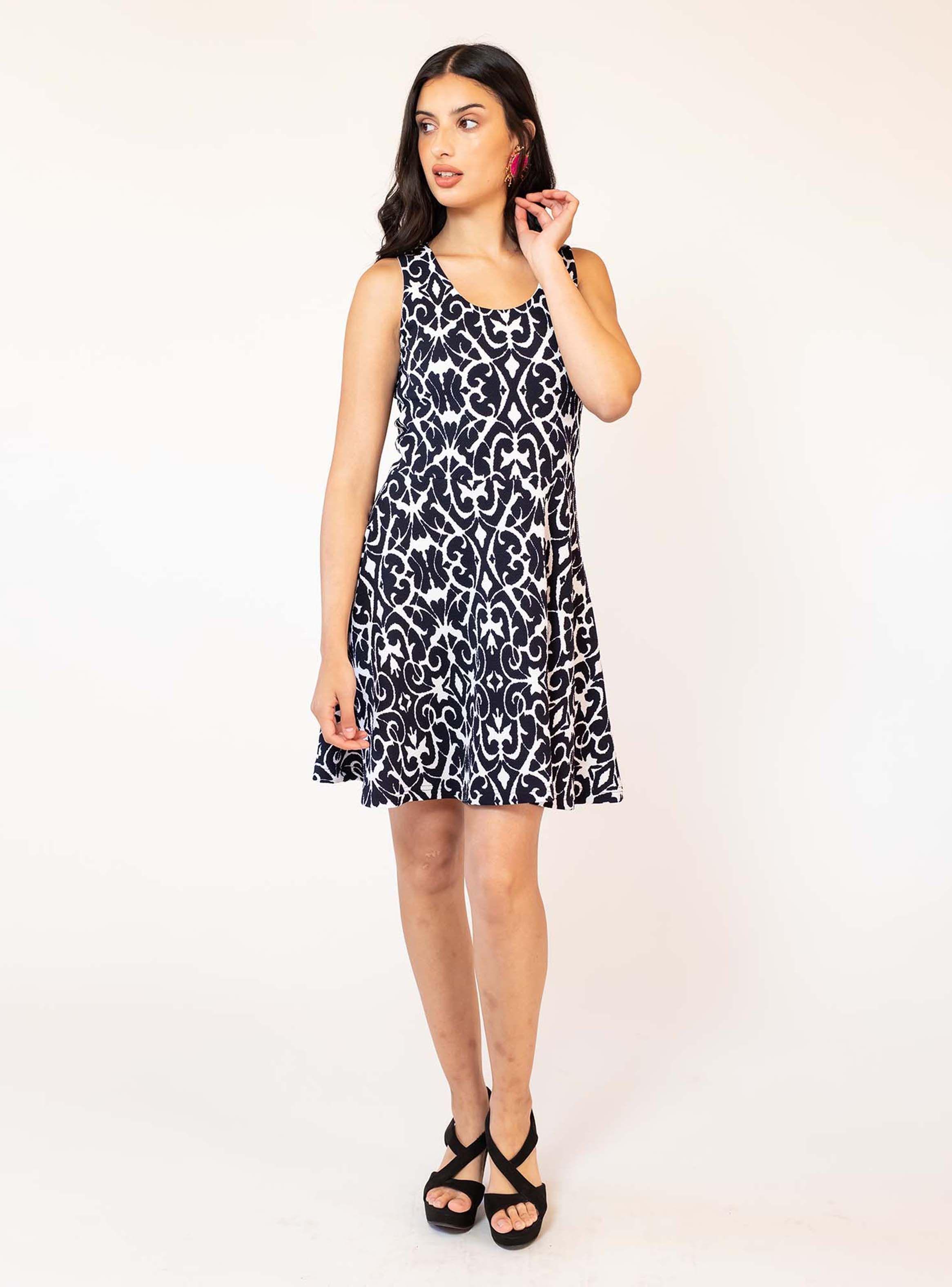 Vestido Cata Corto Tribal Azul Marino Natalia Seguel-2