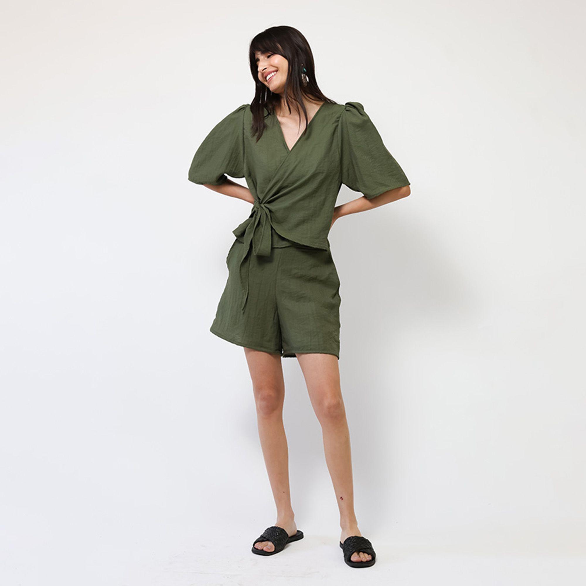 Short Verde Musgo Lino | Natalia Seguel-5