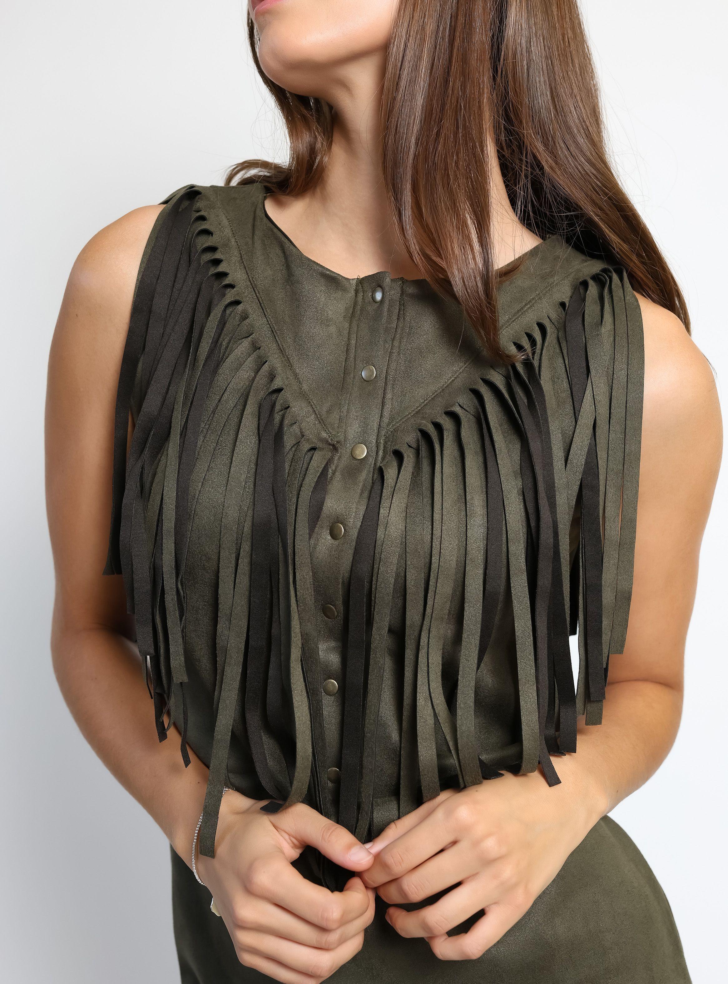 Vestido Flecos Verde Musgo Natalia Seguel-6