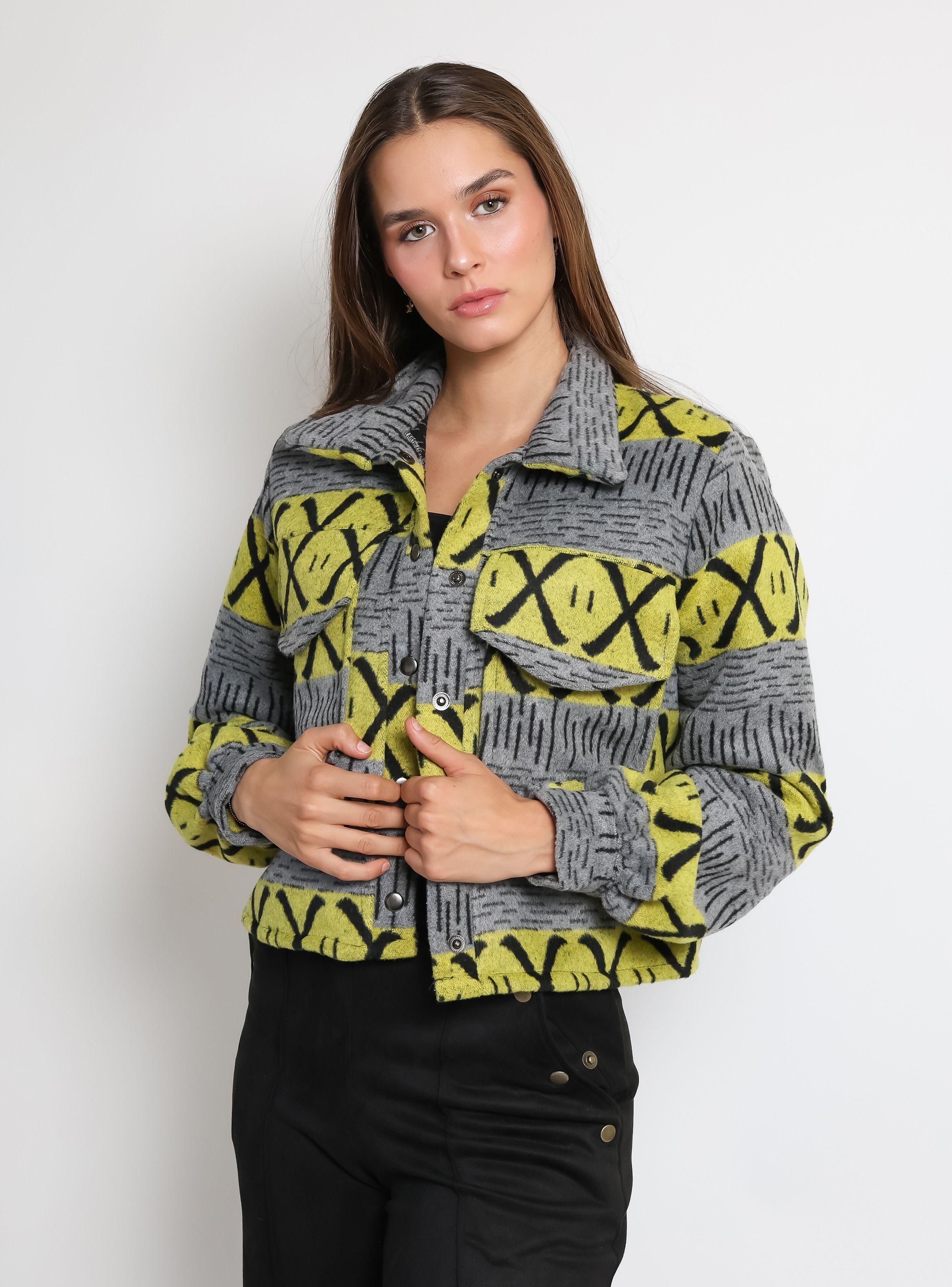 Chaqueta Antonia Gris Amarillo Natalia Seguel-0
