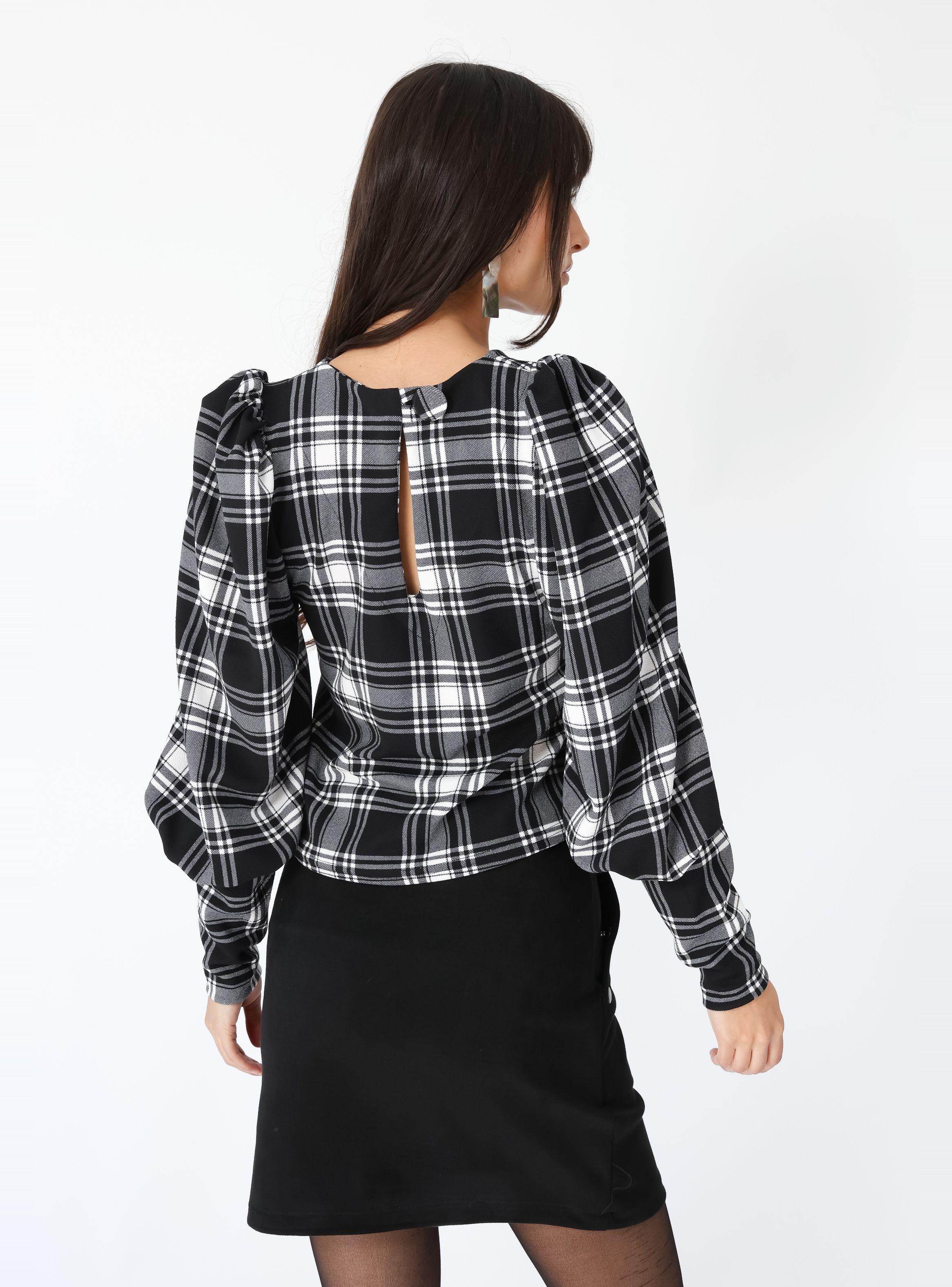 Polera Abril Mangas Largas Cuadrillé Negro  | Natalia Seguel-6