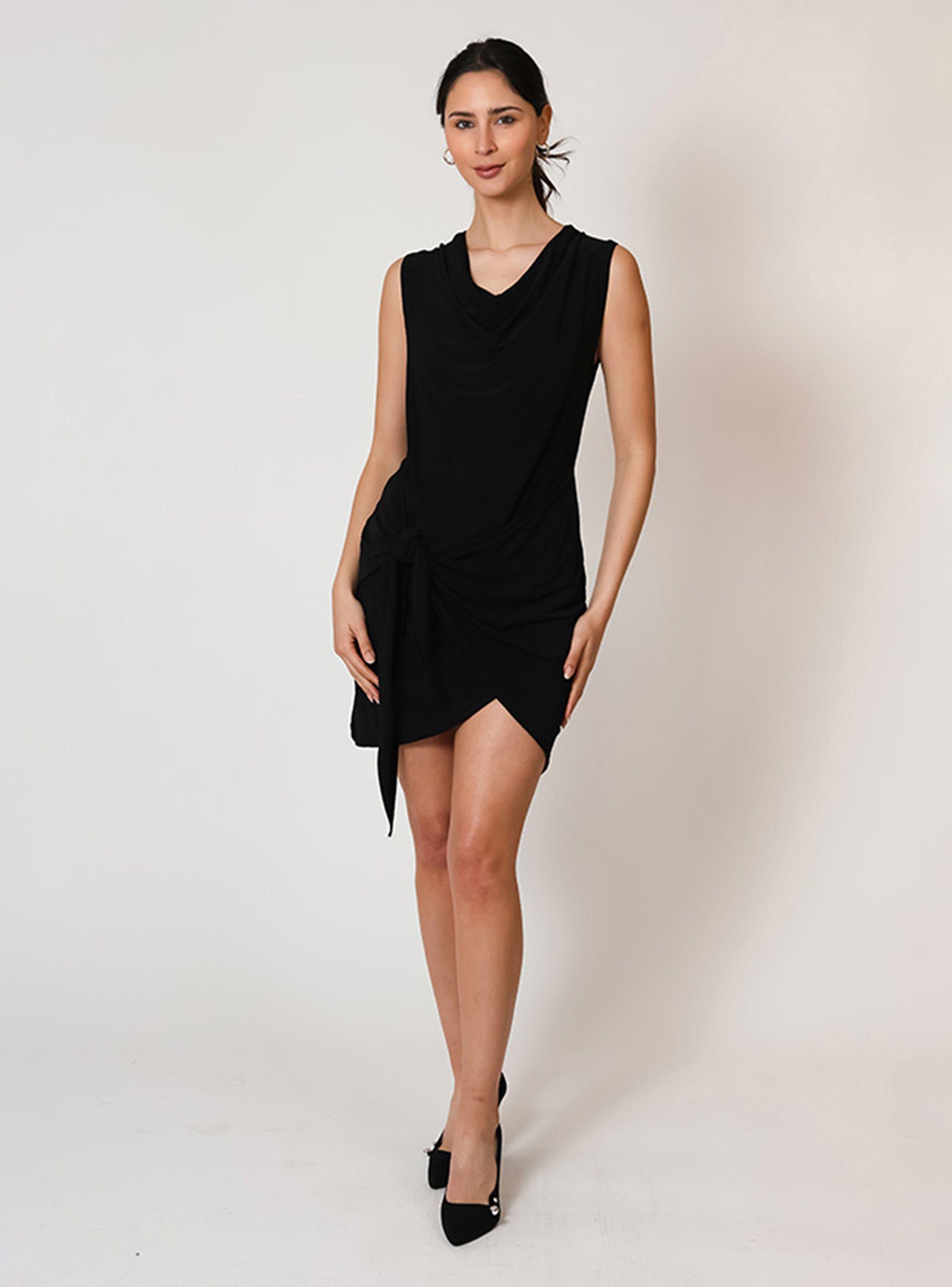 Vestido Jose Corto Sin Mangas Negro | Natalia Seguel-2