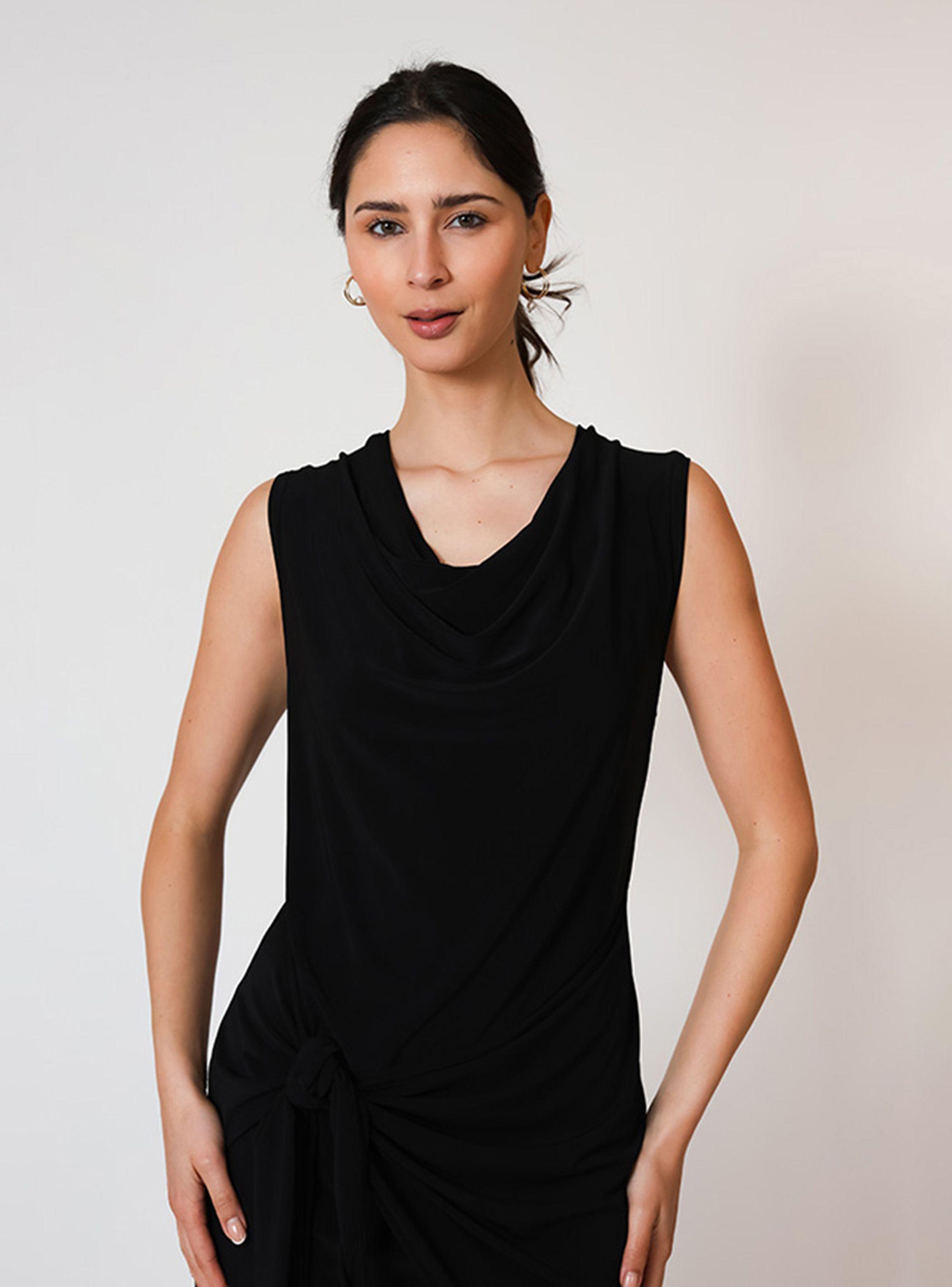 Vestido Jose Corto Sin Mangas Negro | Natalia Seguel-5