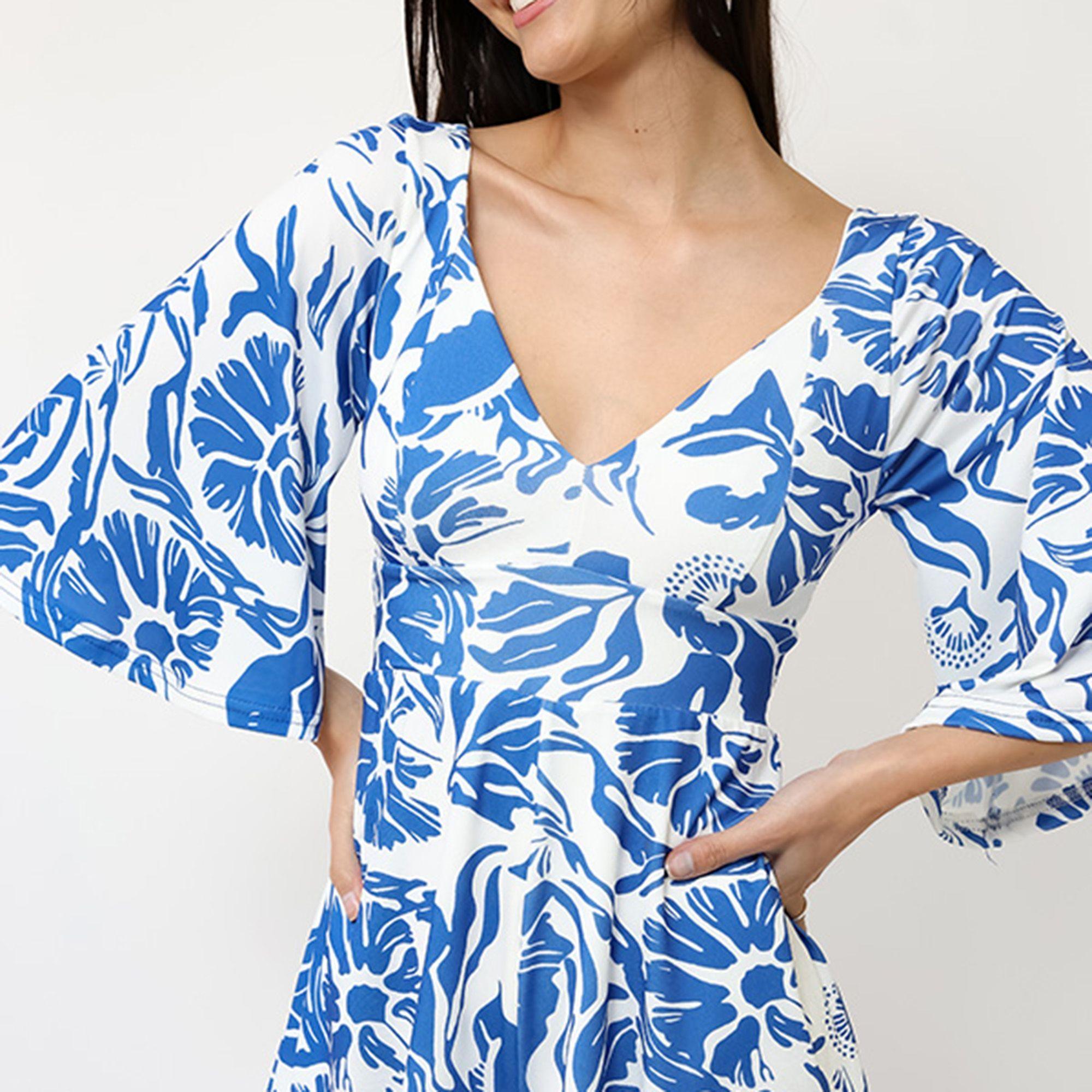 Enterito Magdalena Corto Blanco Hojas Azul | Natalia Seguel-6