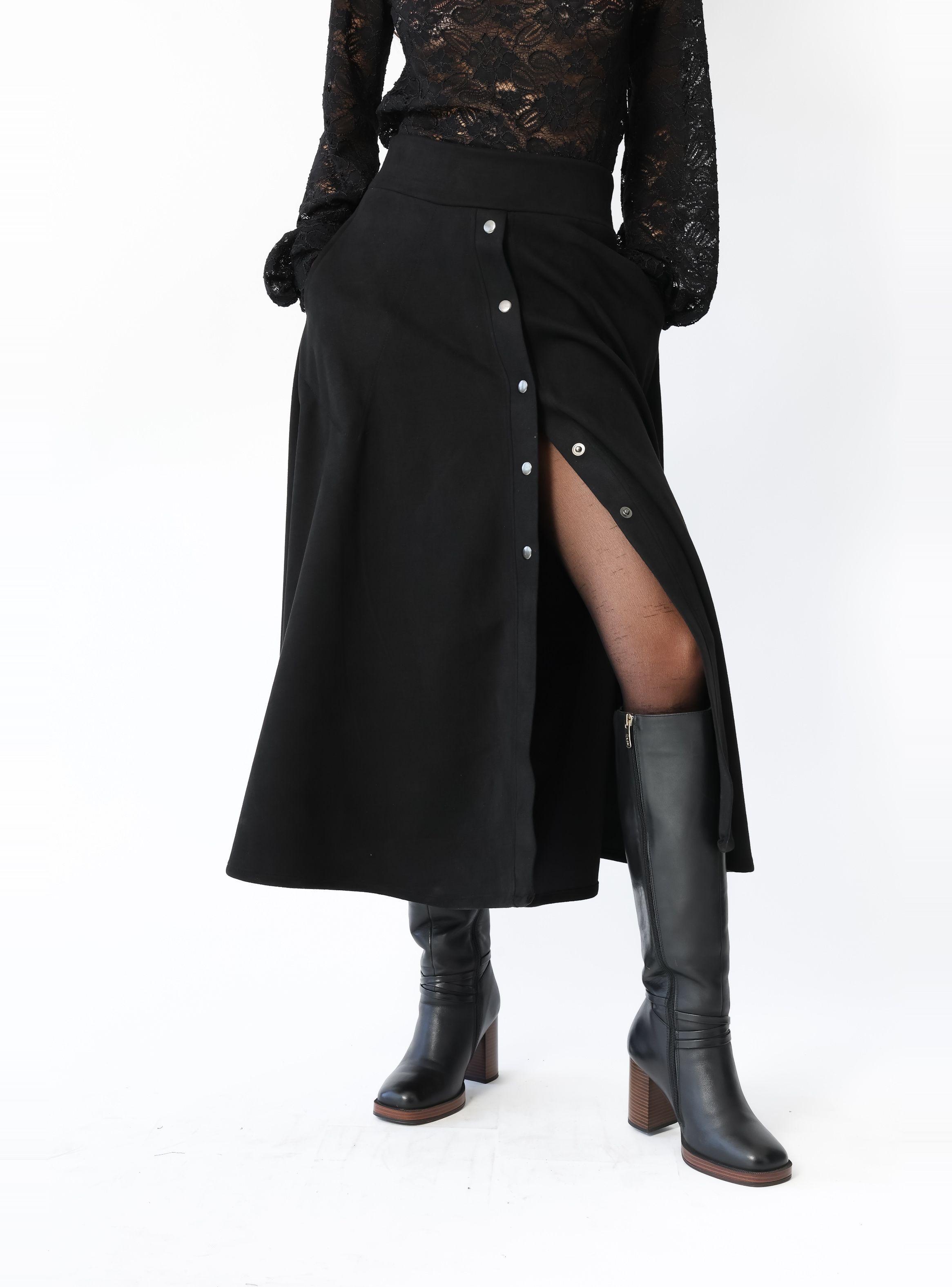 Falda Roma Gamuza Negro - Diseño Chileno | Natalia Seguel-0