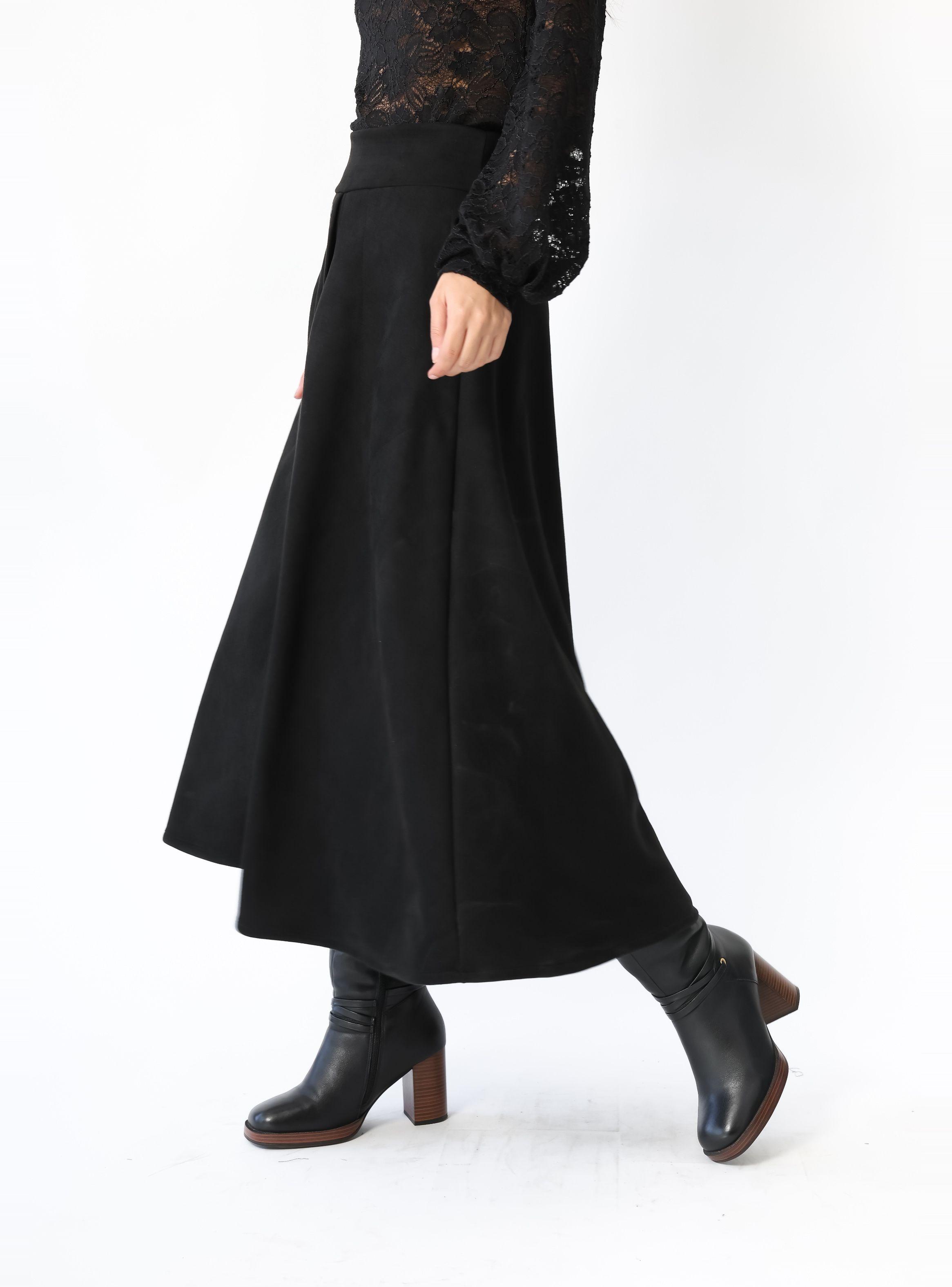 Falda Roma Gamuza Negro - Diseño Chileno | Natalia Seguel-1
