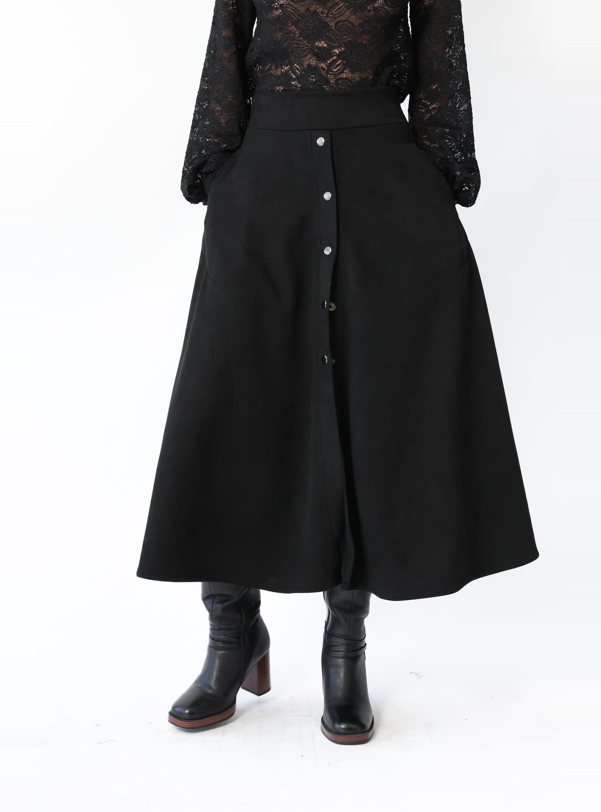 Falda Roma Gamuza Negro - Diseño Chileno | Natalia Seguel-2