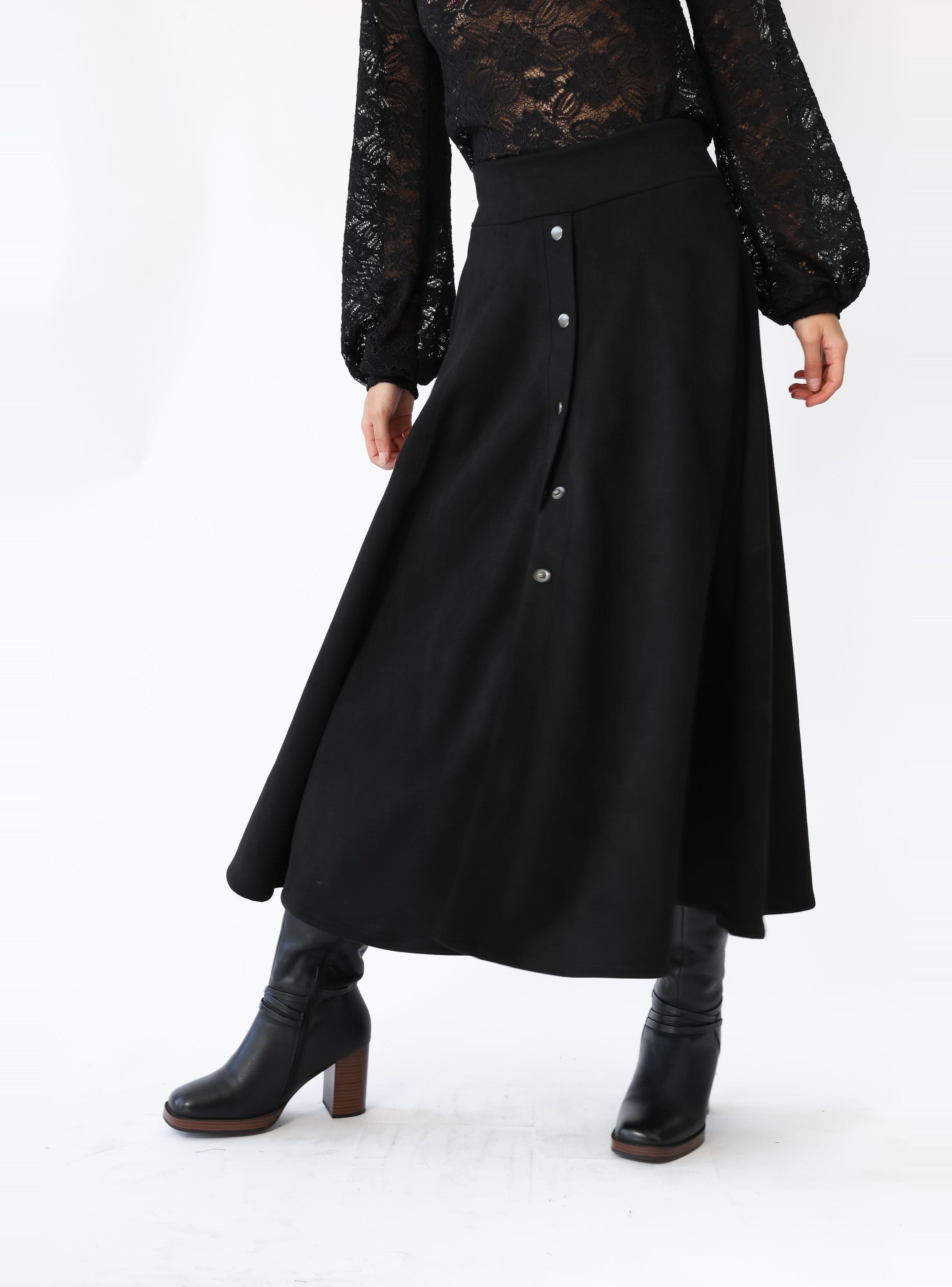 Falda Roma Gamuza Negro - Diseño Chileno | Natalia Seguel-3