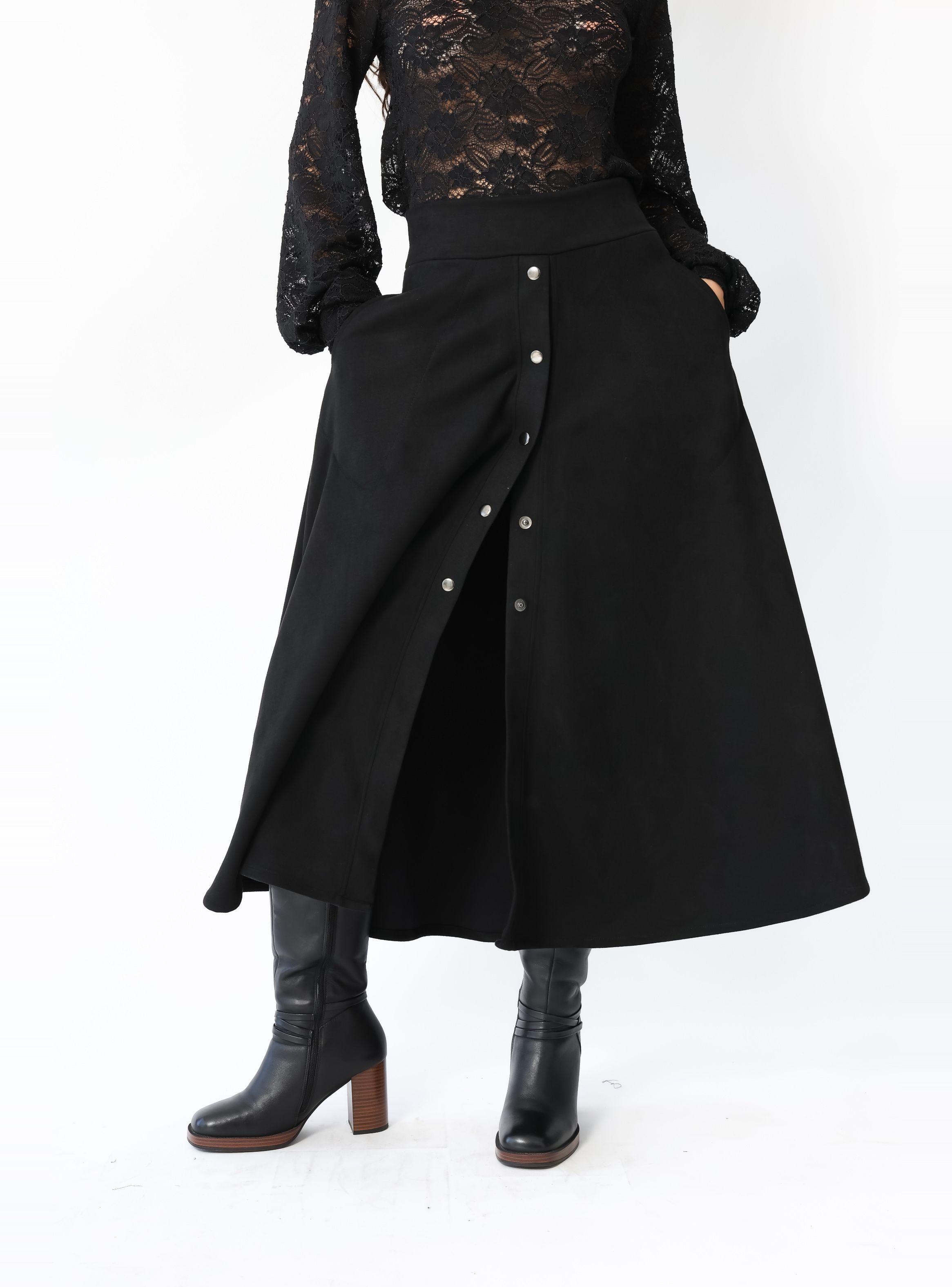 Falda Roma Gamuza Negro - Diseño Chileno | Natalia Seguel-4