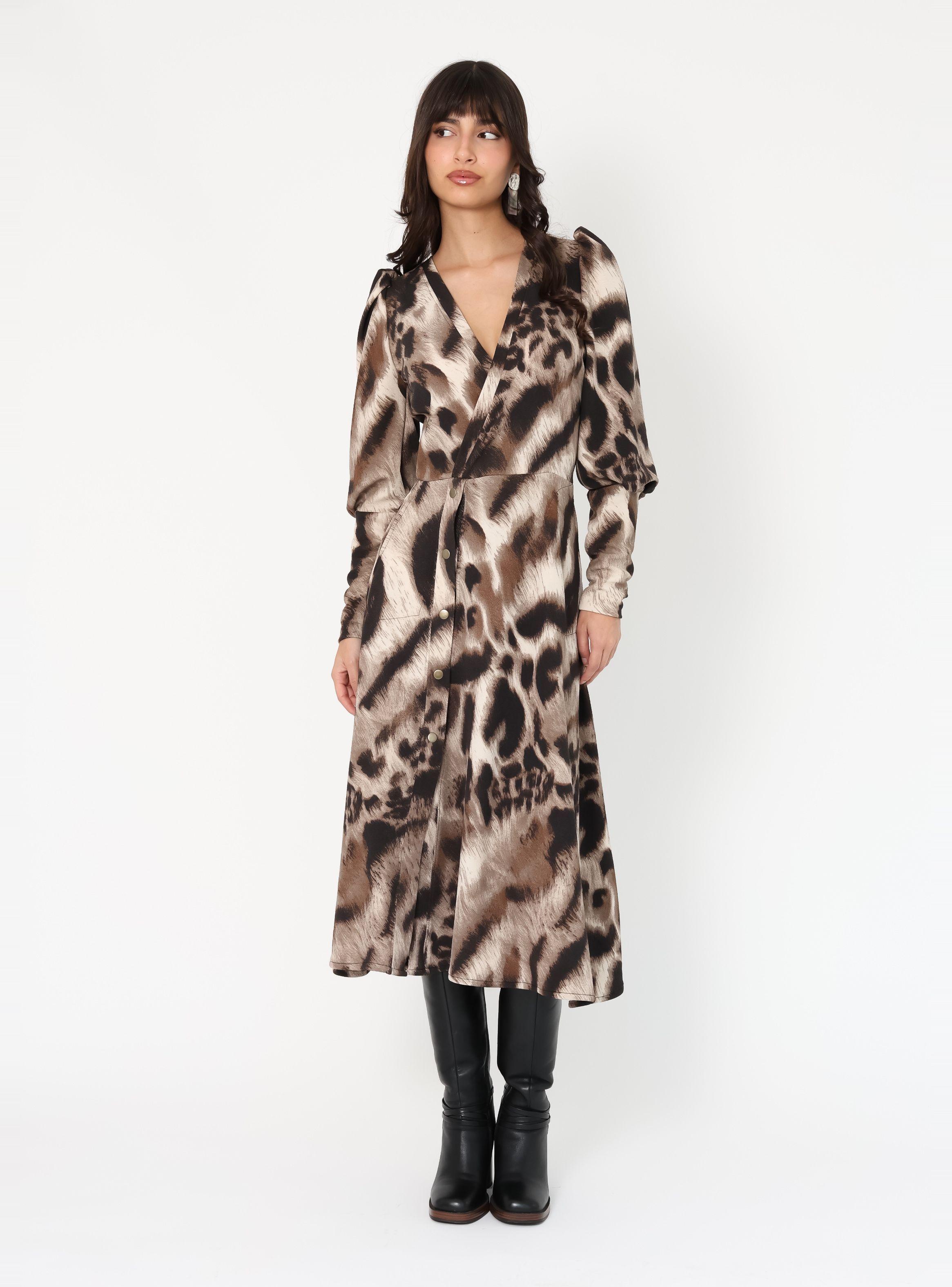 Vestido Mara Animal Print Café Manchas - Diseño Chileno | Natalia Seguel-2