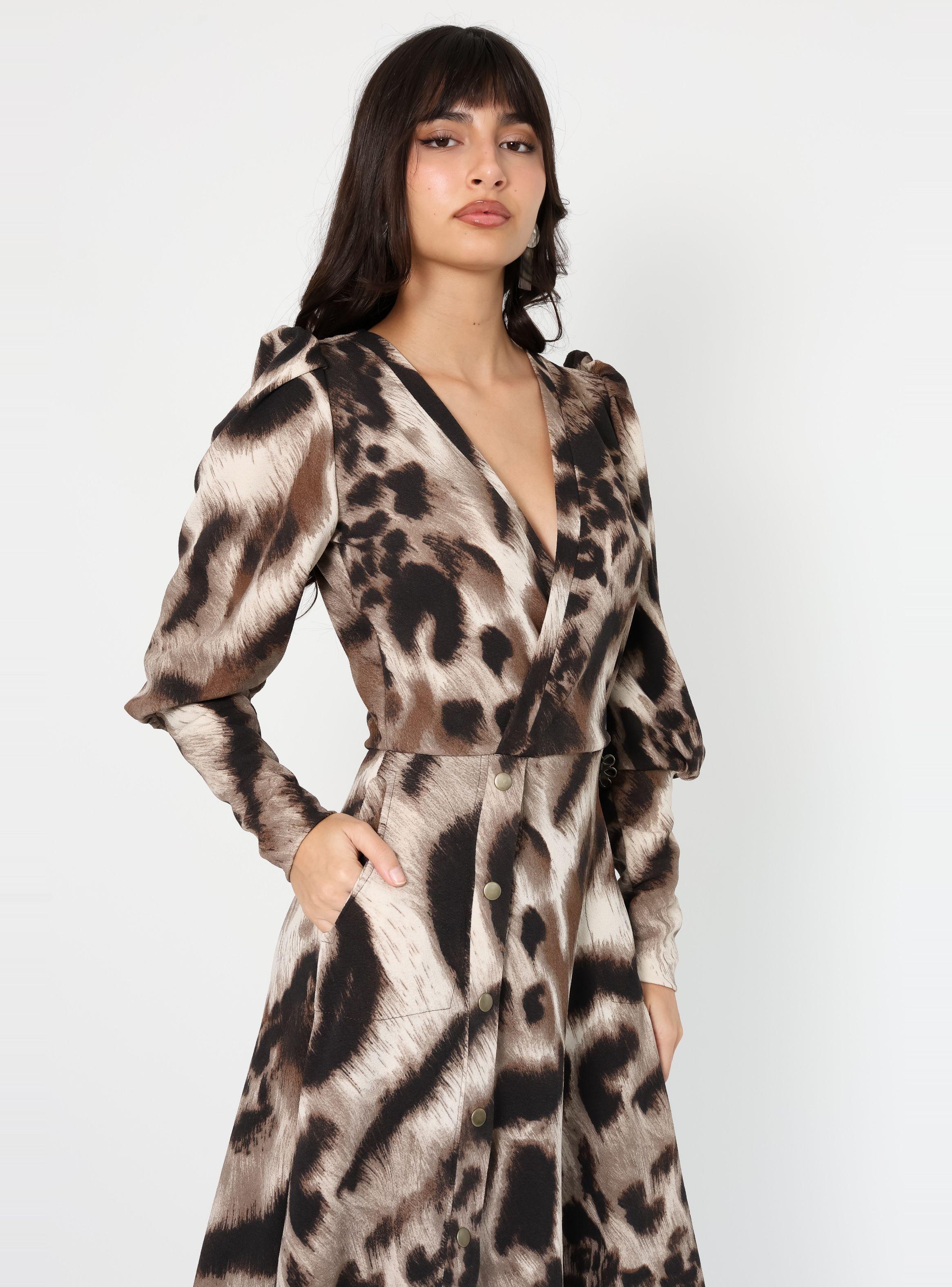Vestido Mara Animal Print Café Manchas - Diseño Chileno | Natalia Seguel-3