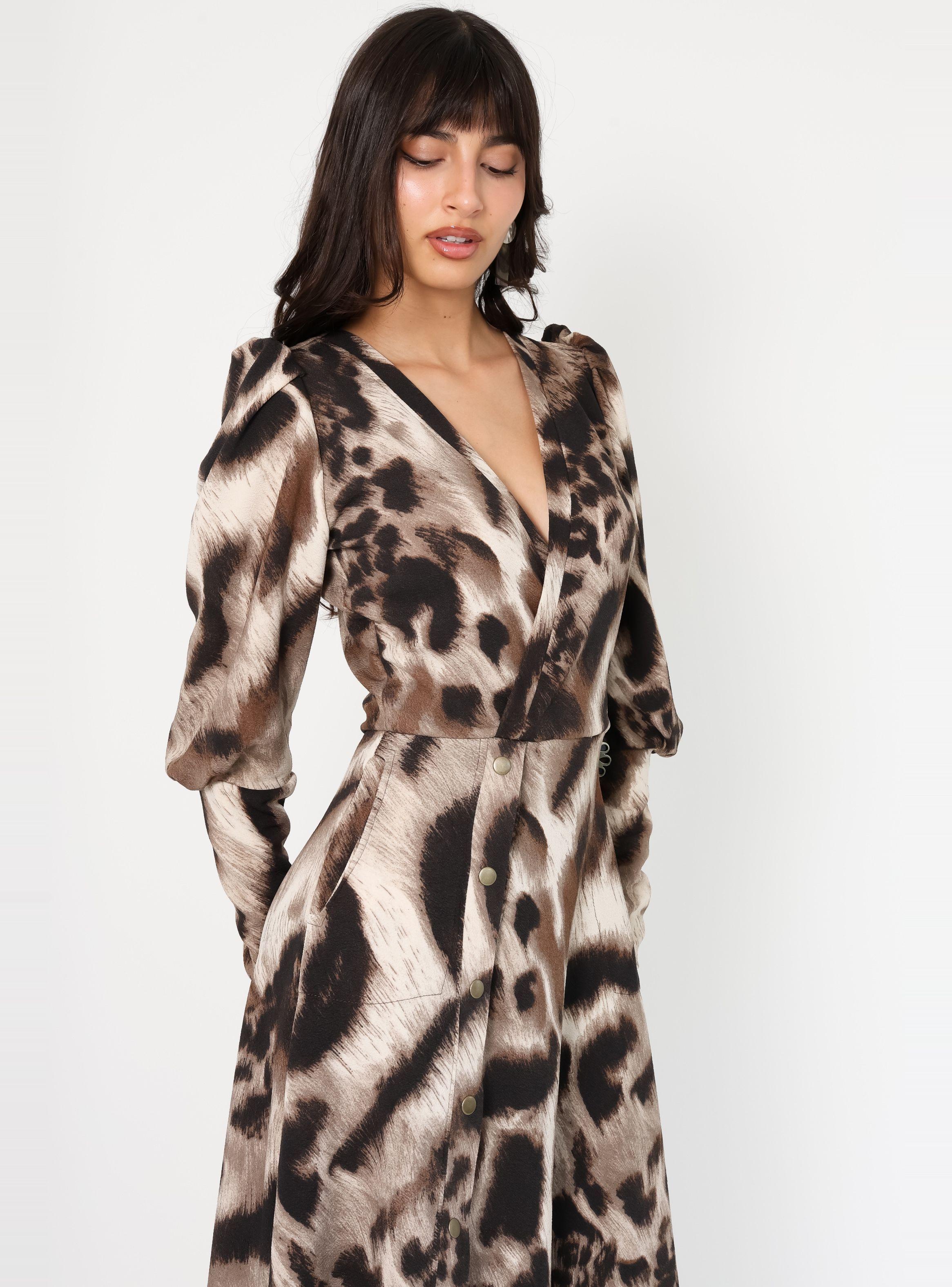 Vestido Mara Animal Print Café Manchas - Diseño Chileno | Natalia Seguel-4