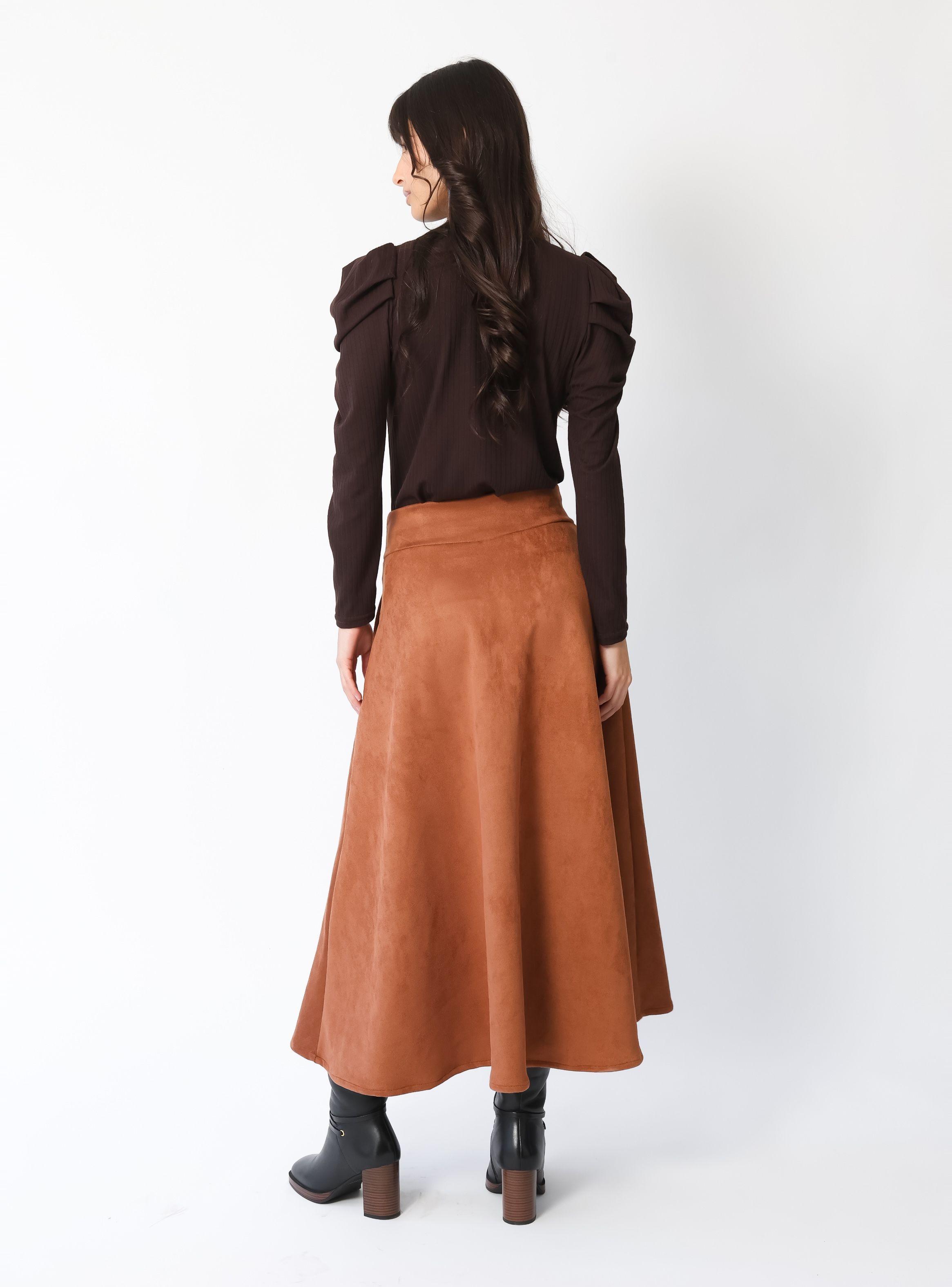 Falda Roma Gamuza Camel - Diseño Chileno | Natalia Seguel-2