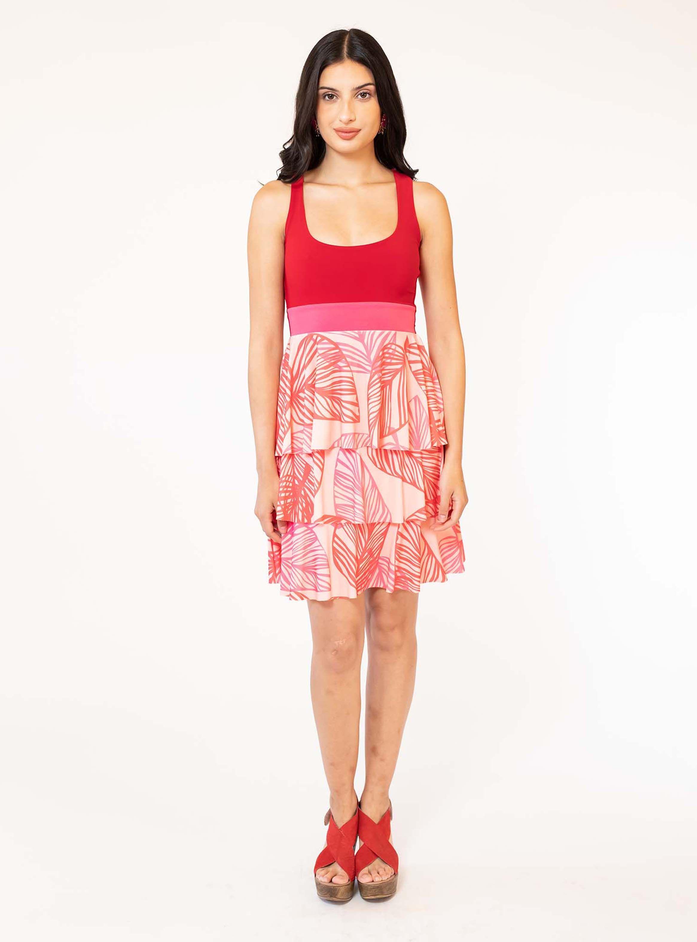 Vestido Corto Capitas Rosa Hojas Natalia Seguel-5