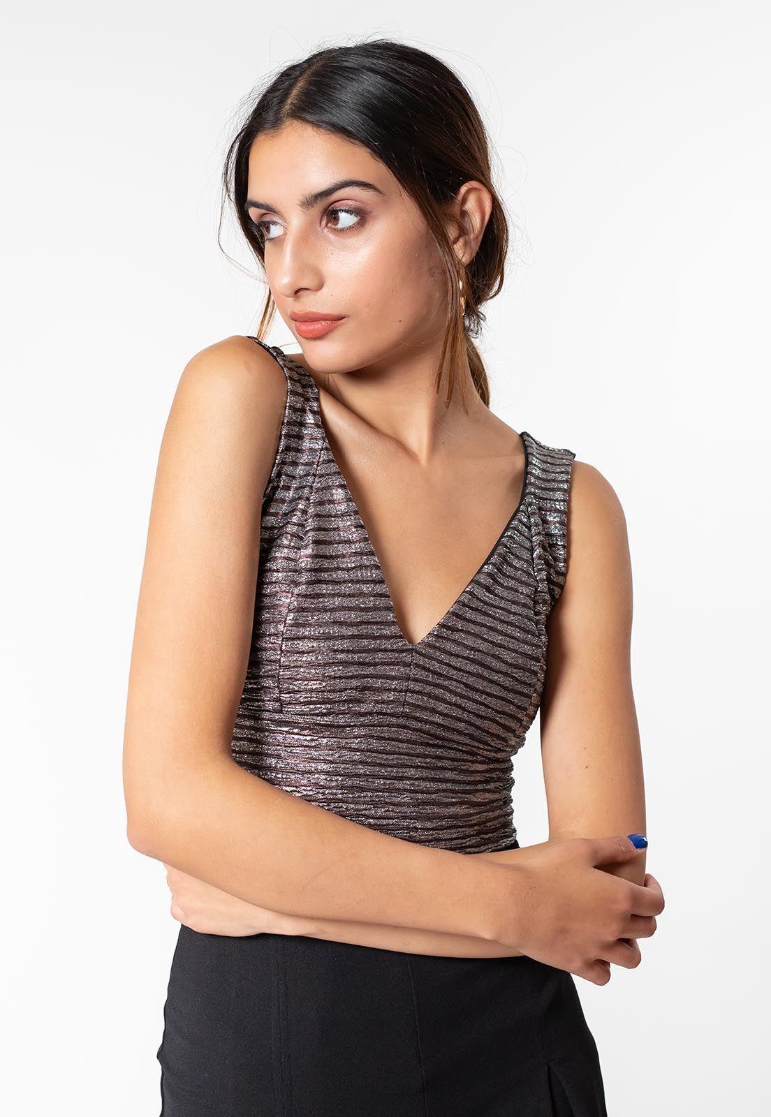 Crop Top Vera Plateado Natalia Seguel-0