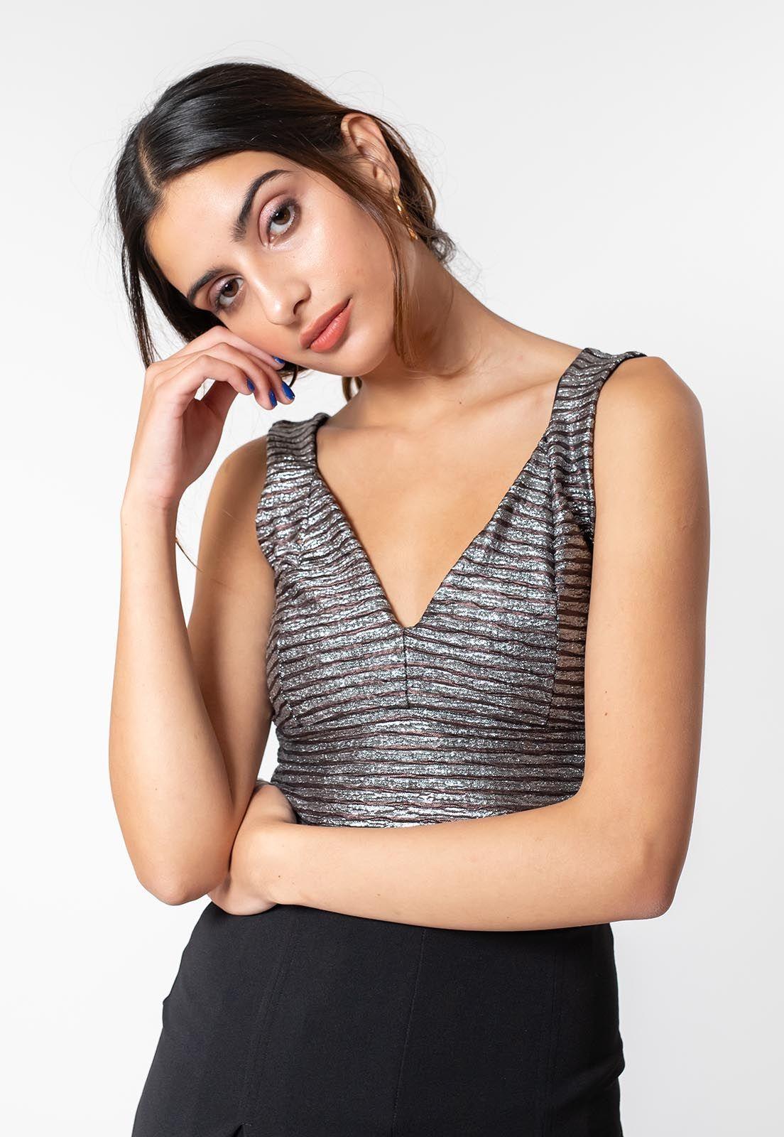 Crop Top Vera Plateado Natalia Seguel-1