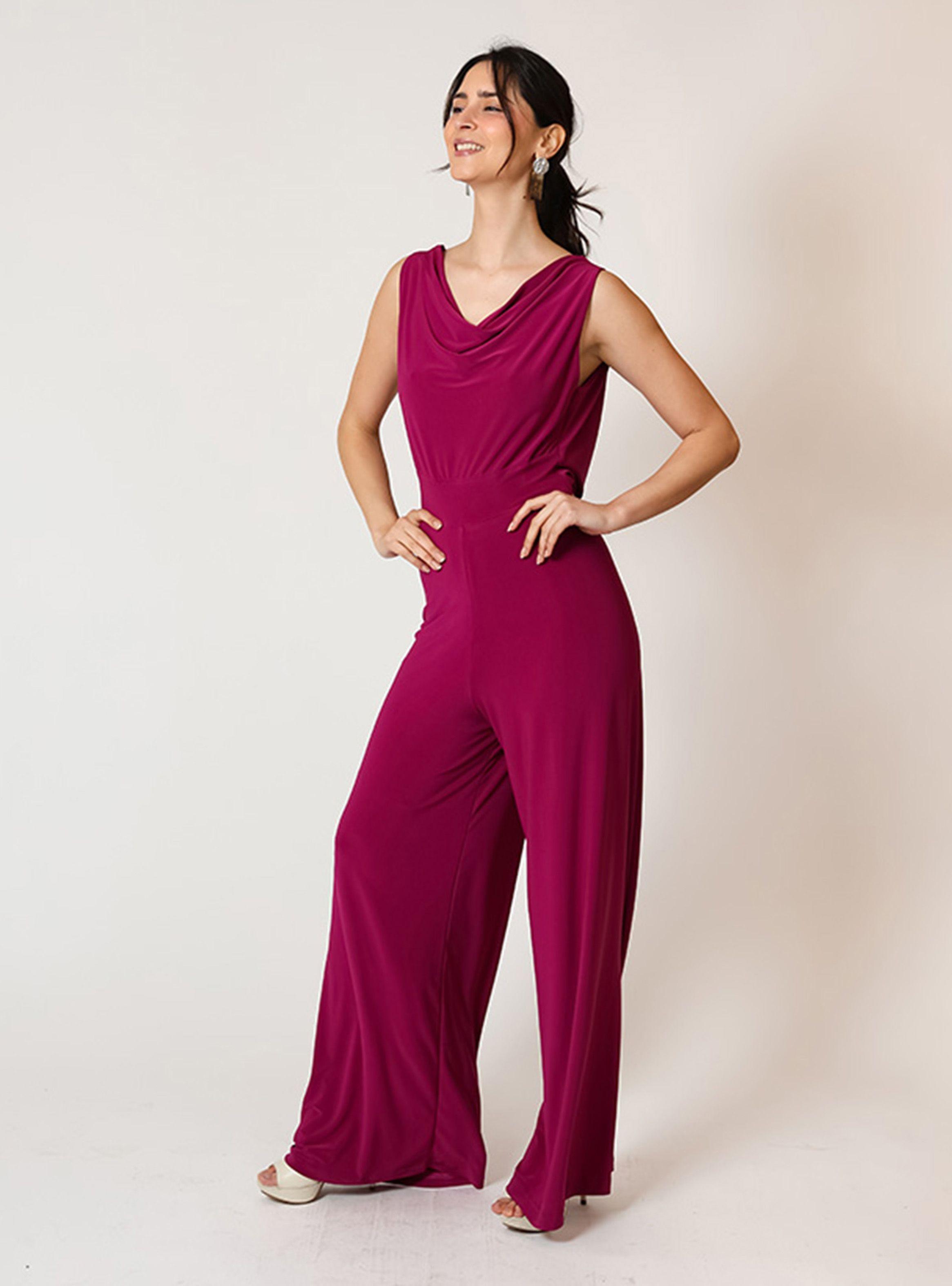 Enterito Drapeado Sin Mangas Magenta Natalia Seguel-2