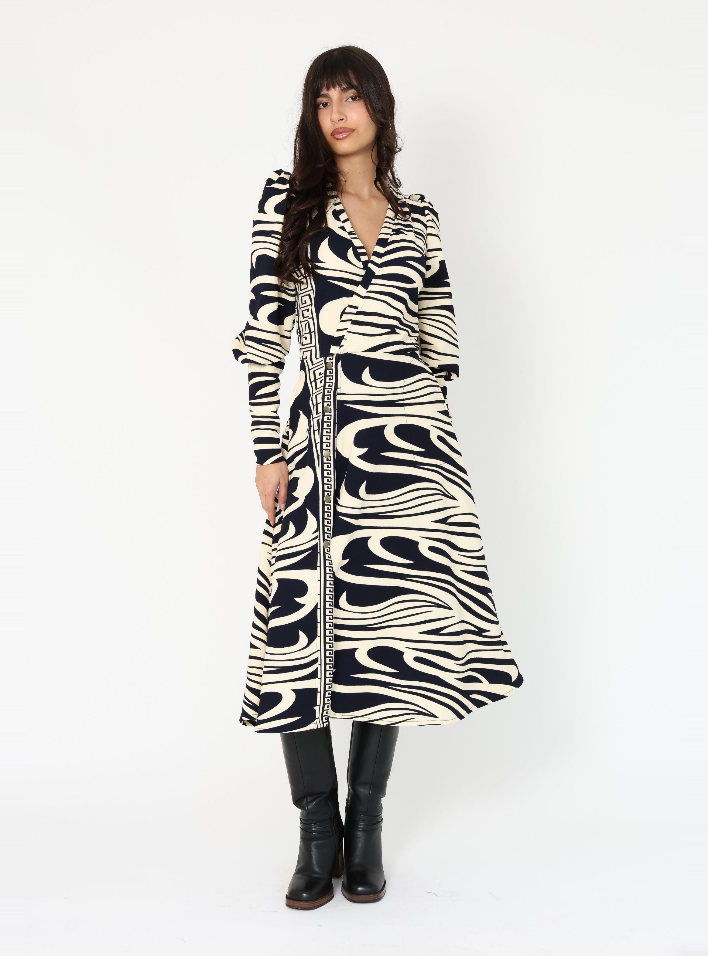 Vestido Mara Zebra Azul - Diseño Chileno | Natalia Seguel-2