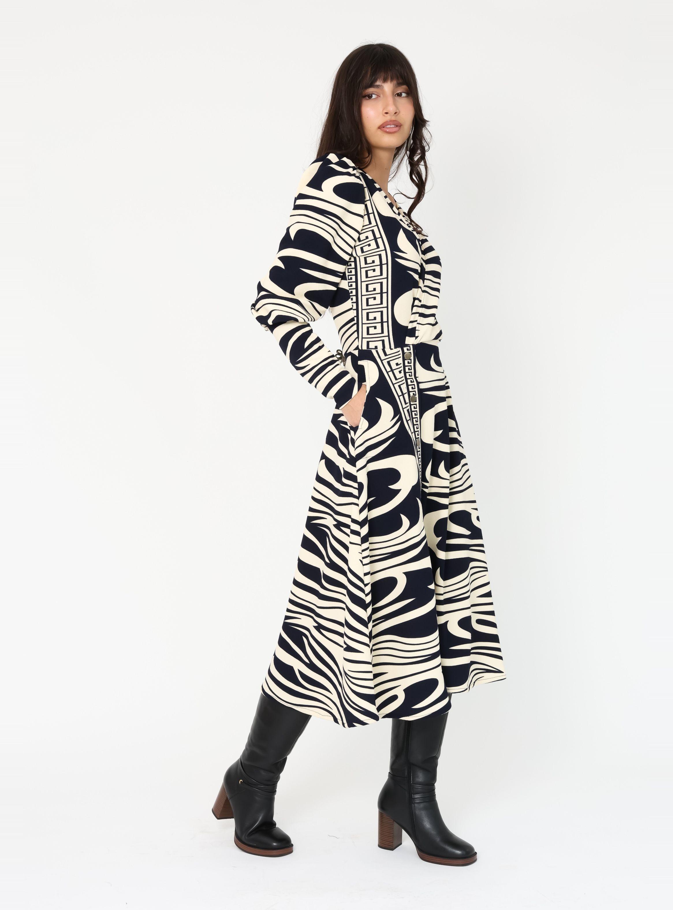 Vestido Mara Zebra Azul - Diseño Chileno | Natalia Seguel-3