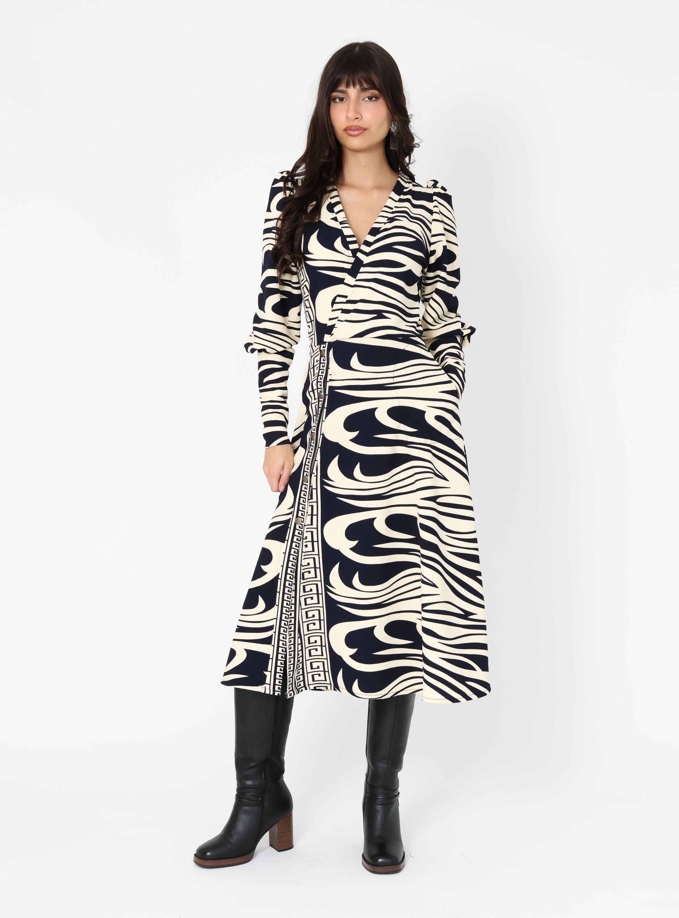 Vestido Mara Zebra Azul - Diseño Chileno | Natalia Seguel-4