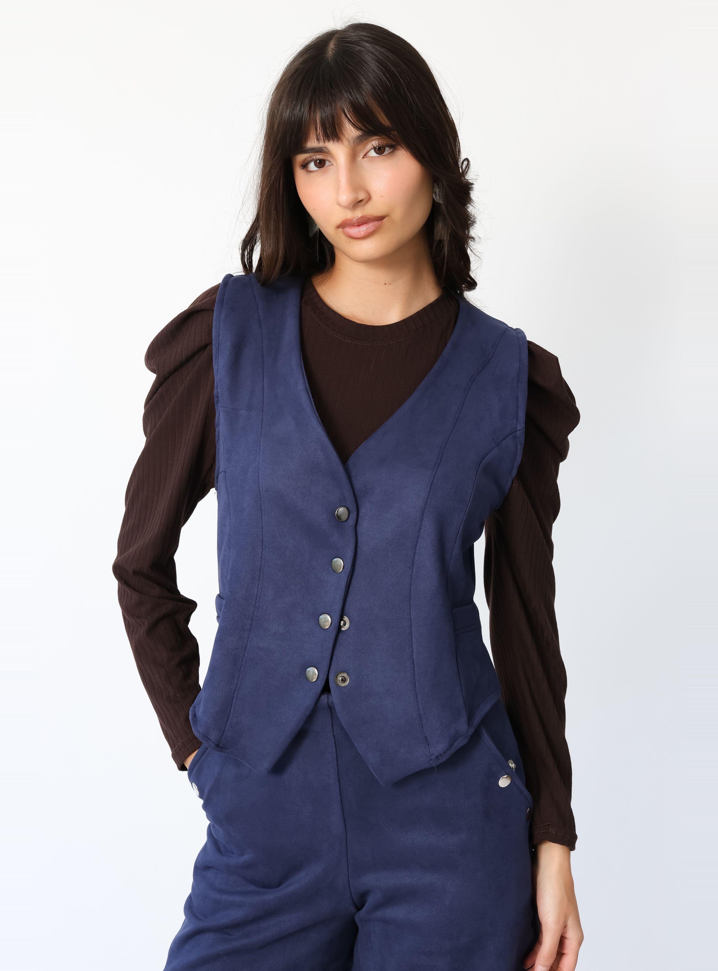 Chaqueta Gillette Gamuza Azul Francia - Diseño de Autor | Natalia Seguel-0