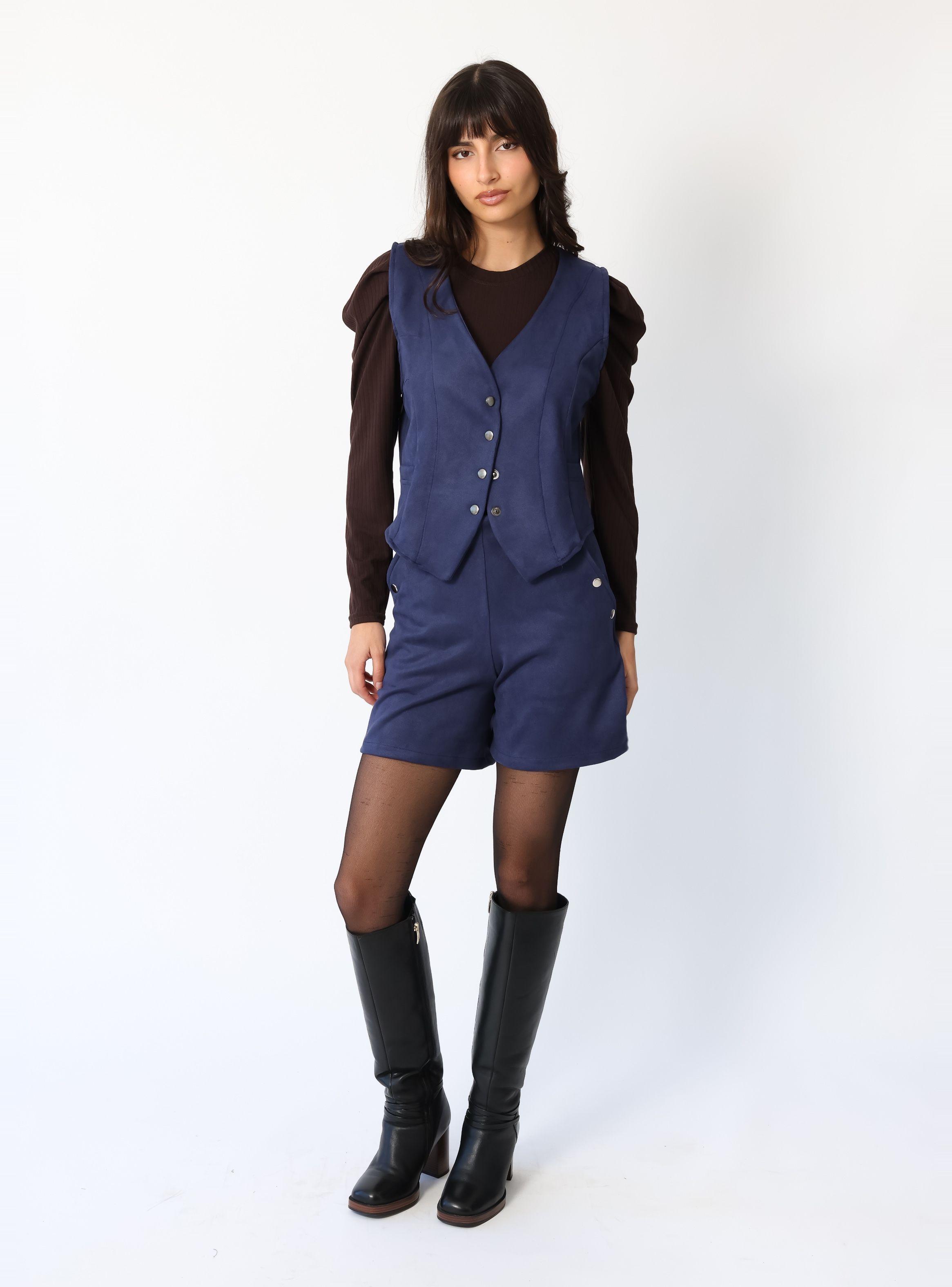 Chaqueta Gillette Gamuza Azul Francia - Diseño de Autor | Natalia Seguel-1
