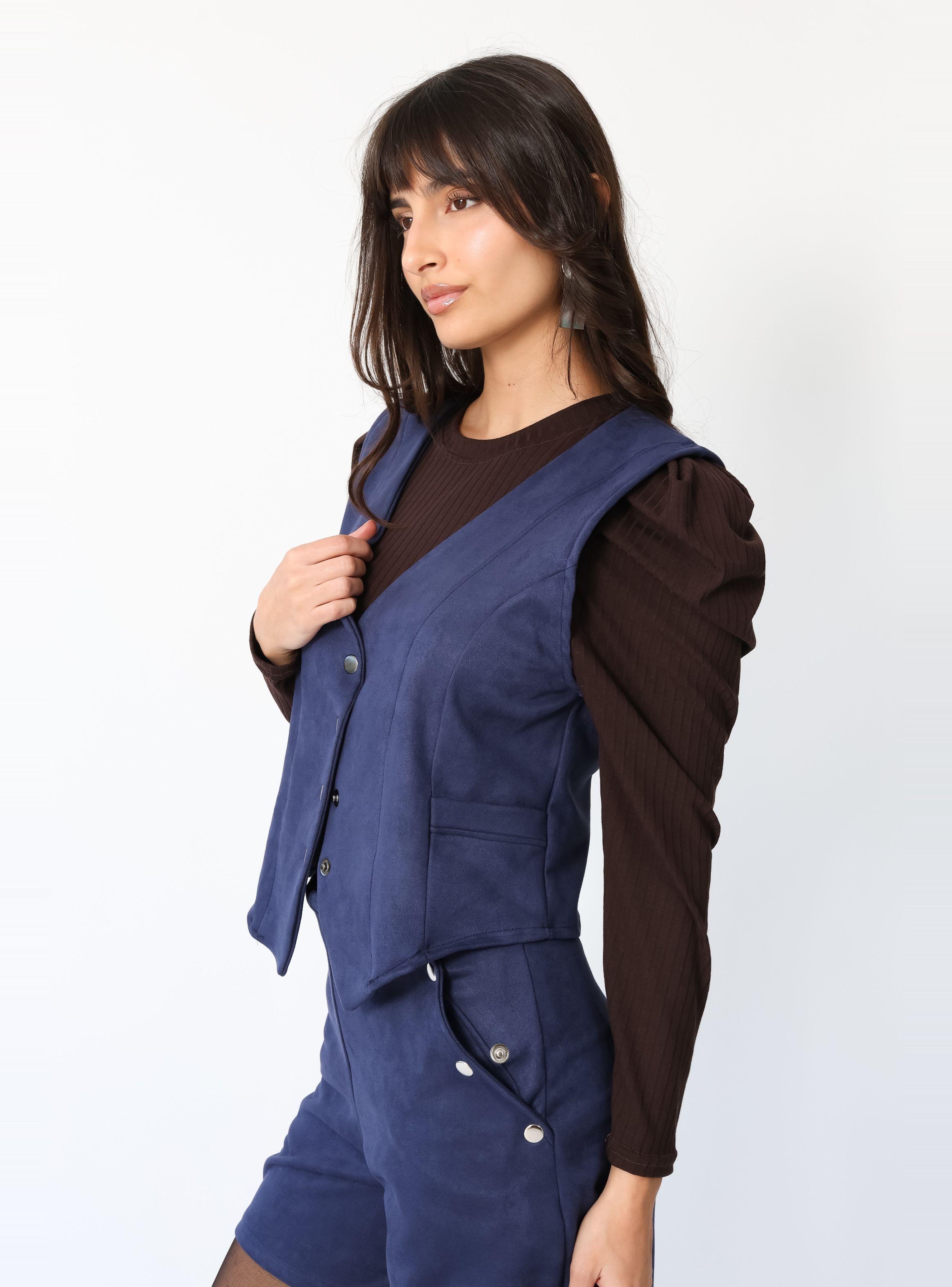 Chaqueta Gillette Gamuza Azul Francia - Diseño de Autor | Natalia Seguel-2