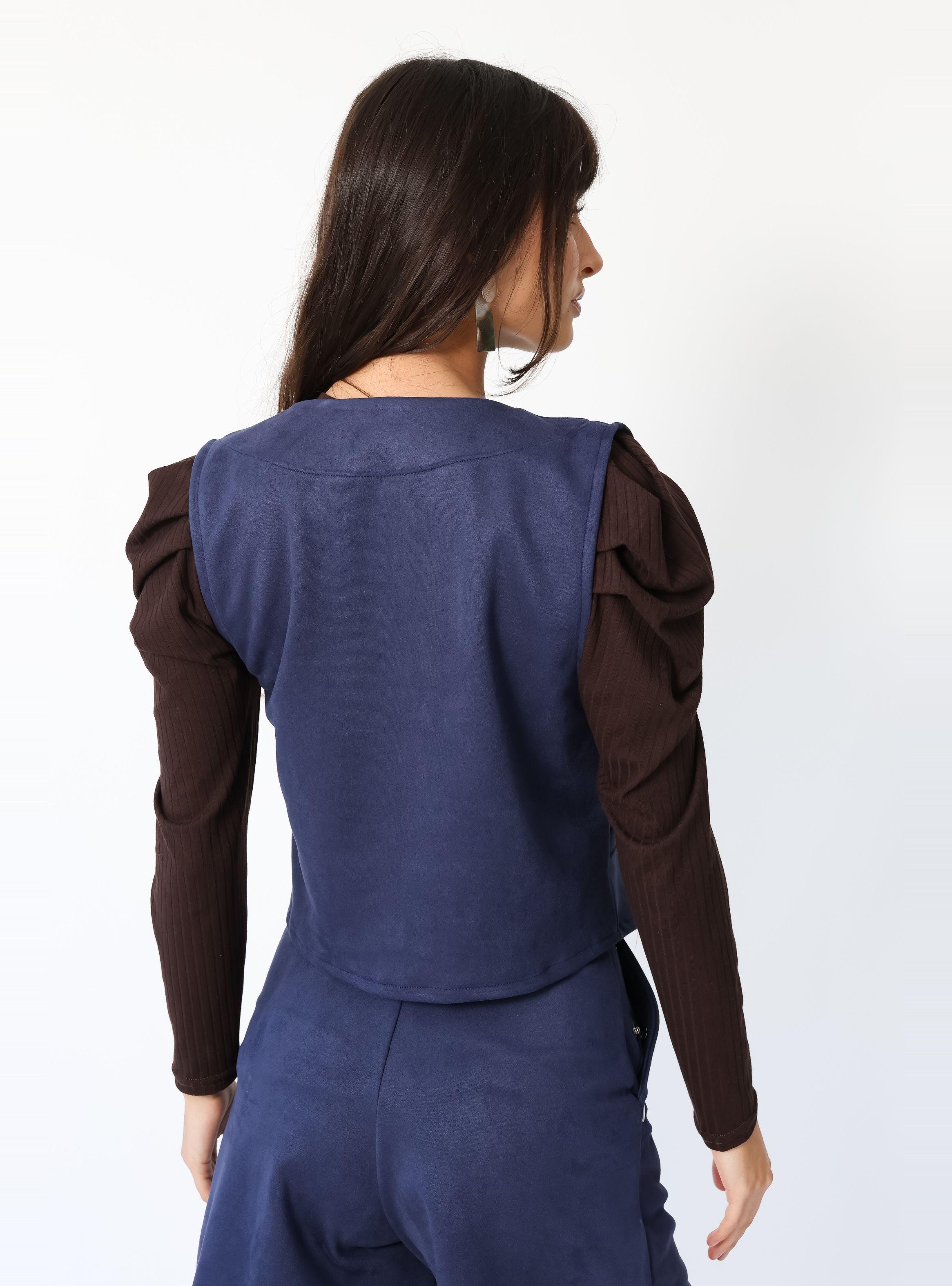 Chaqueta Gillette Gamuza Azul Francia - Diseño de Autor | Natalia Seguel-3