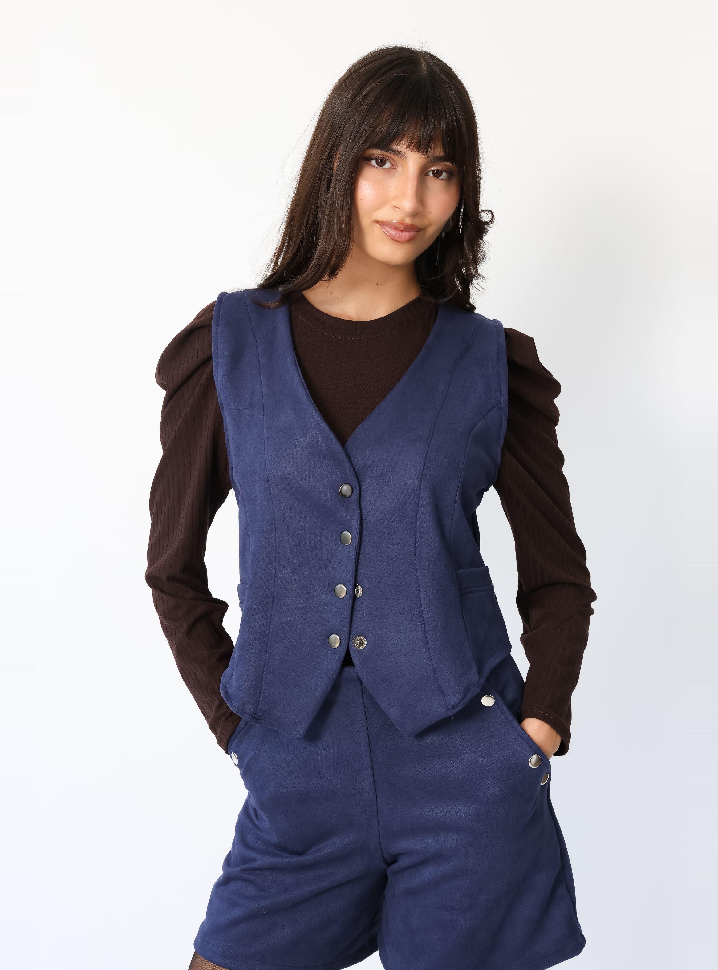 Chaqueta Gillette Gamuza Azul Francia - Diseño de Autor | Natalia Seguel-4