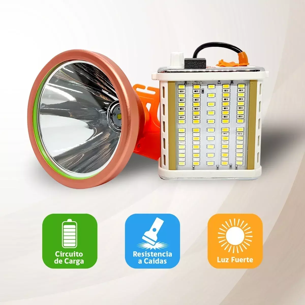 Linterna Frontal Recargable LED Alta Potencia Resistente a Caídas-2