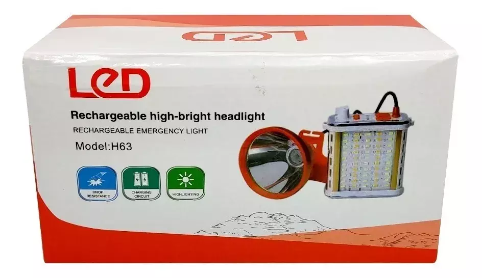 Linterna Frontal Recargable LED Alta Potencia Resistente a Caídas-3