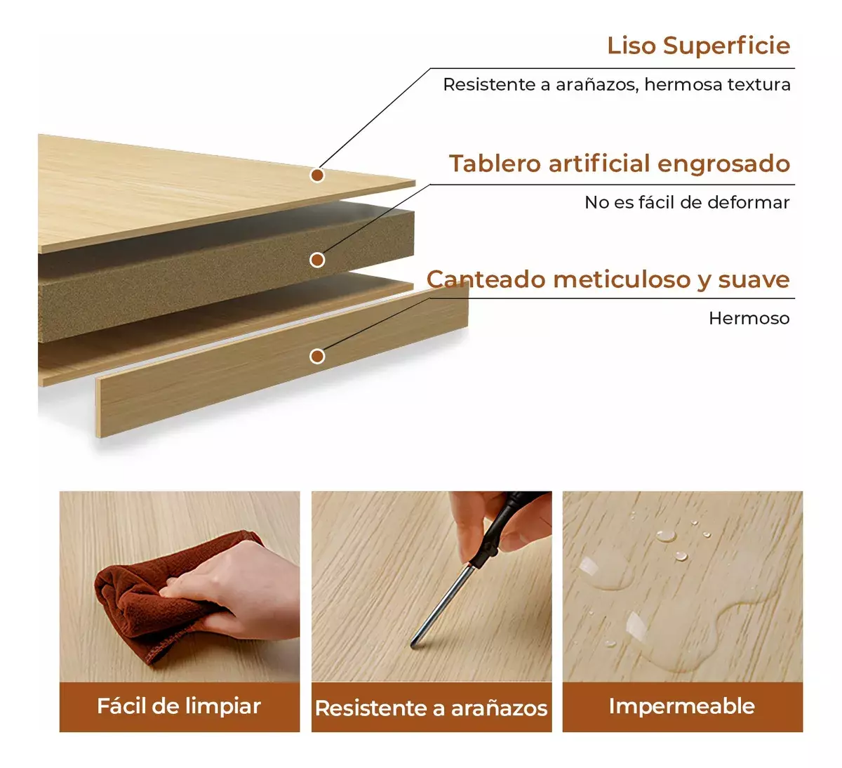 Estantería de Madera con Cajones 100x40x30cm Color Natural-3
